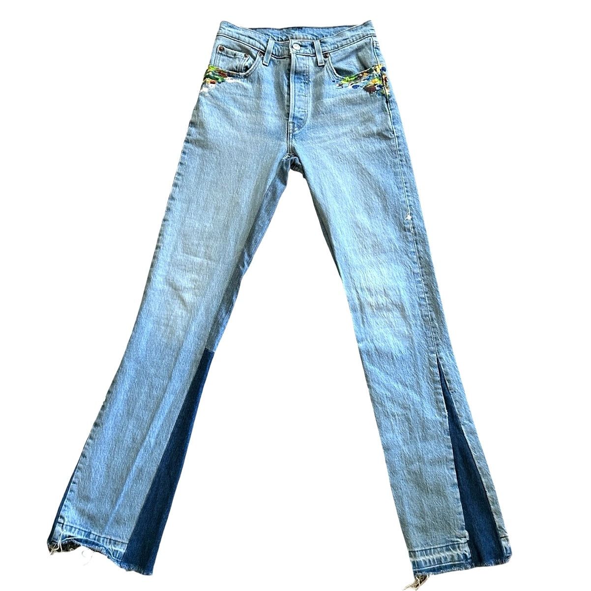 Levi's Custom Reworked Levi's 501 Split-Hem Paint Splatter Jeans Size 25" / US 0 / IT 36 - 1 Thumbnail