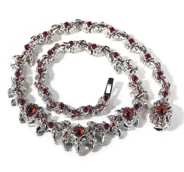 Jewelry Kizuki x Ayano Iced Out Silver Color Red Eyes Chain Necklace Size ONE SIZE - 6 Thumbnail