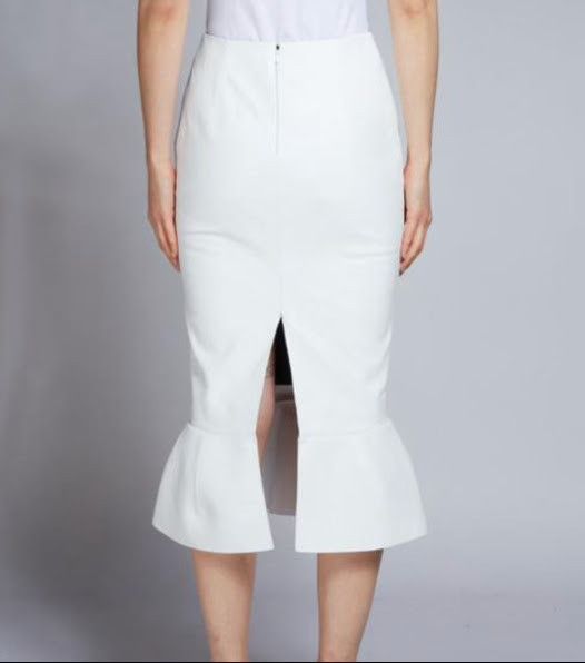 Marni oc11z0525 Ruffled Pencil Midi Skirt in White Size 30" / US 8 / IT 44 - 2 Thumbnail