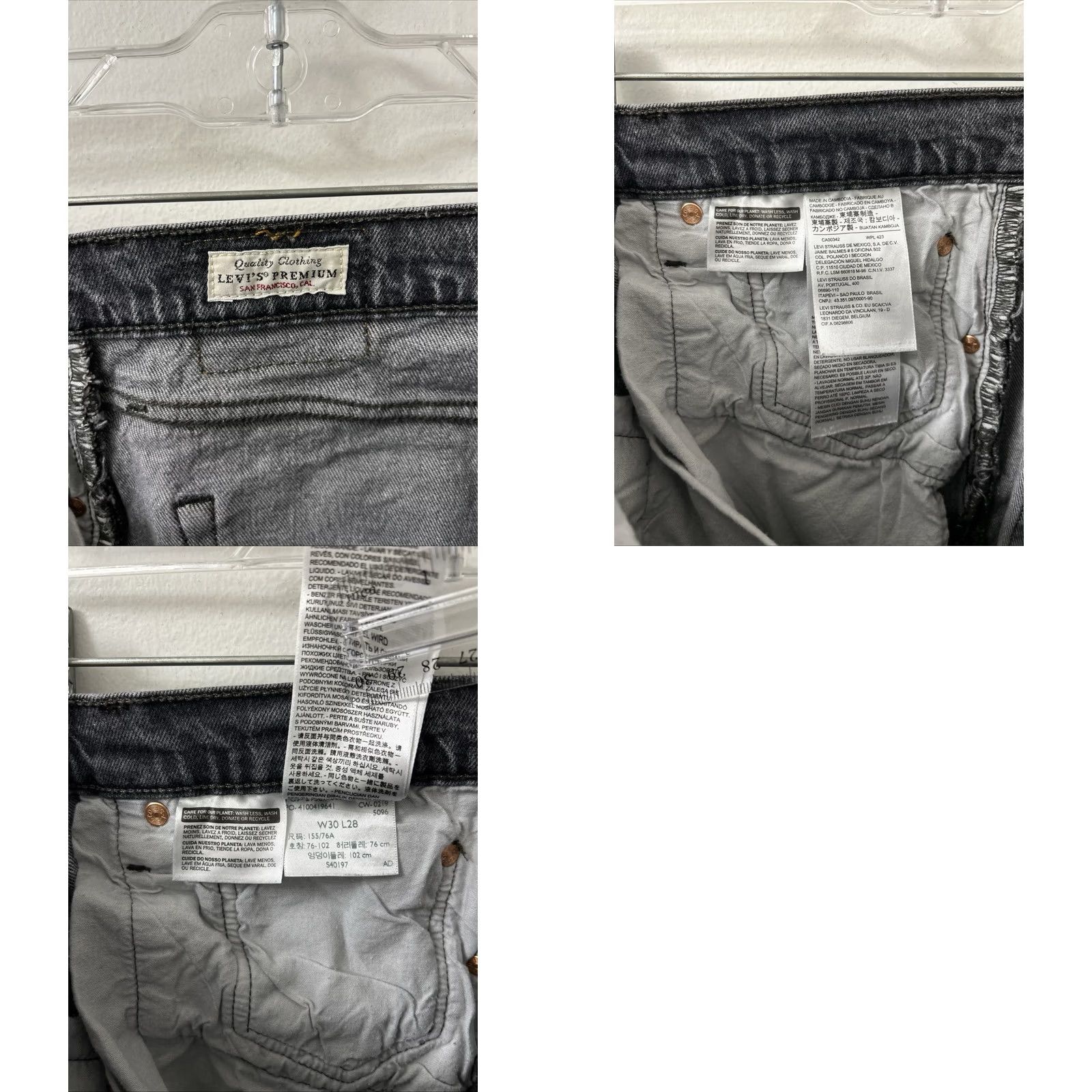 Levi's Levi's 501 S Jeans Womens 30x28 Denim Black Gray Button Fly Slim Skinny Distressed 5-Pocket Size 30" / US 8 / IT 44 - 9 Thumbnail