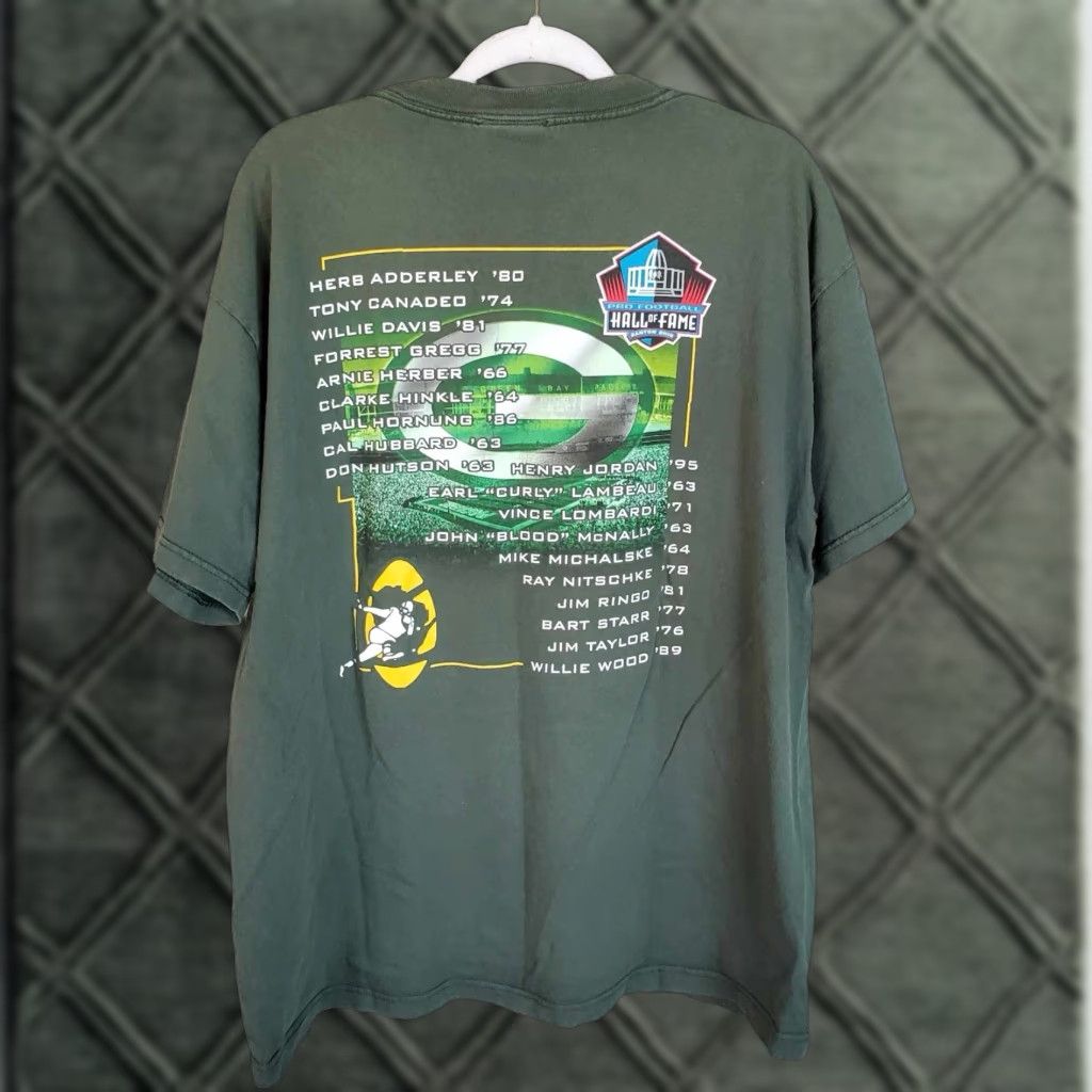 Reebok VINTAGE Green Bay Packers HOF T-SHIRT Pro Football Hall of Fame L Shirt Mens Large Green Packets? Size US L / EU 52-54 / 3 - 1 Thumbnail
