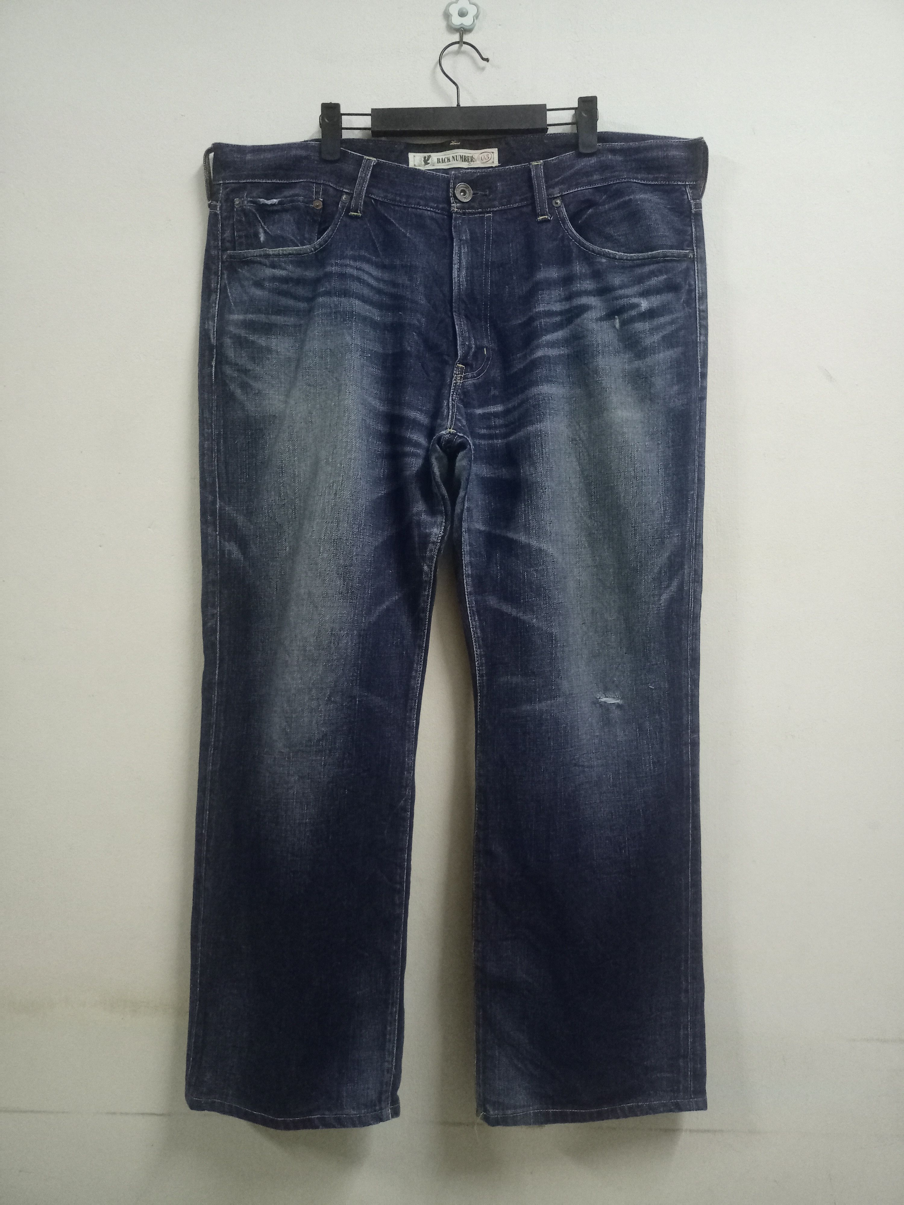 Japanese Brand Vintage Back Number Blue Wash Distressed Baggy Jeans 40x29 Size US 40 / EU 56 - 1 Thumbnail