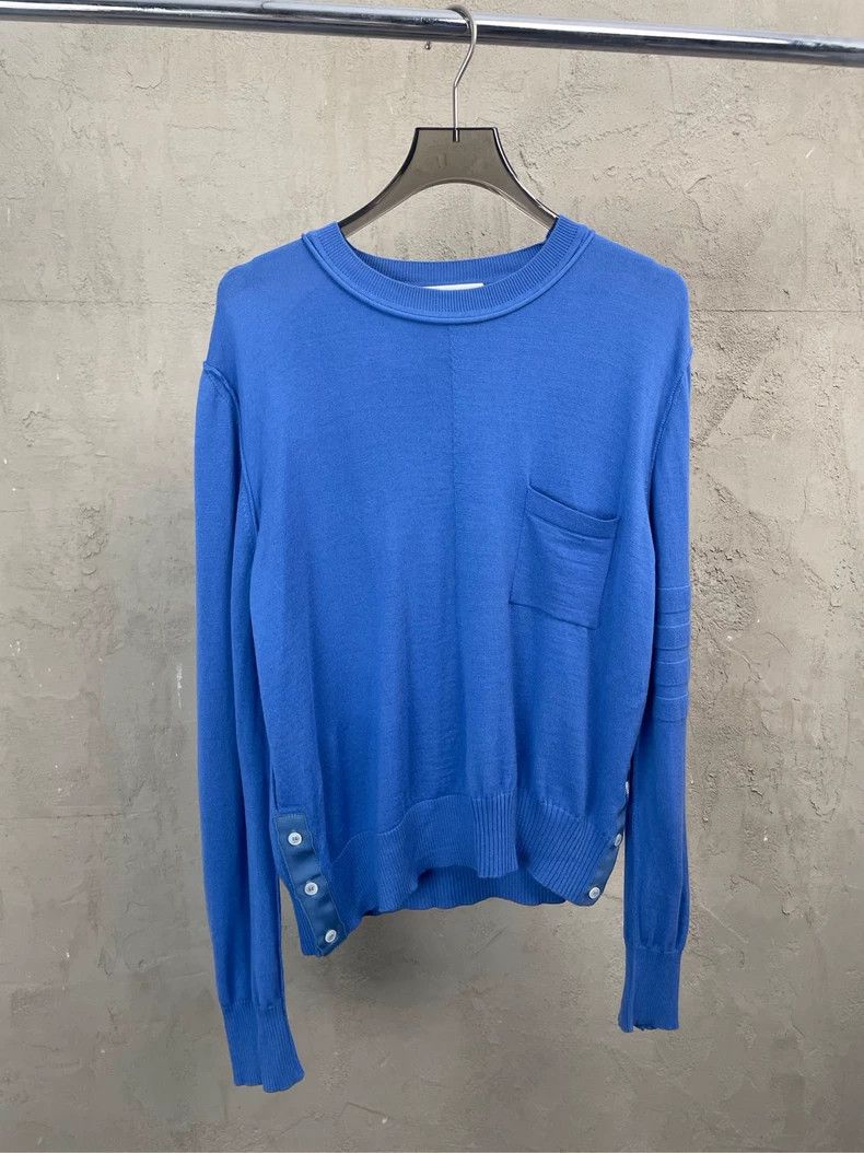 Thom Browne Thom Browne size2 Sea blue pocket knit wool sweater Size US M / EU 48-50 / 2 - 1 Thumbnail