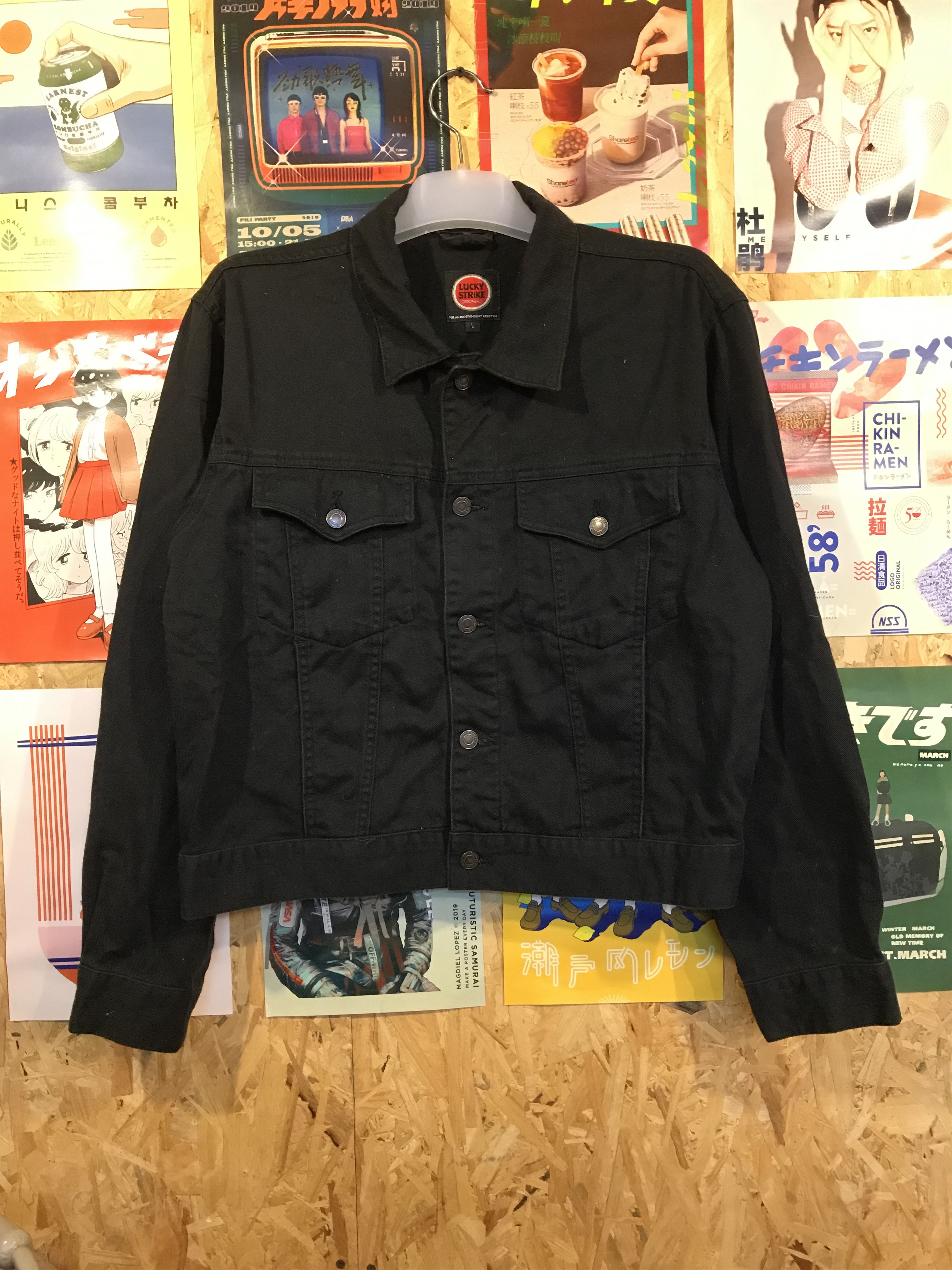 Japanese Brand Lucky Strike Racing Style Black Denim Jacket Japanese Brand Size US L / EU 52-54 / 3 - 1 Thumbnail