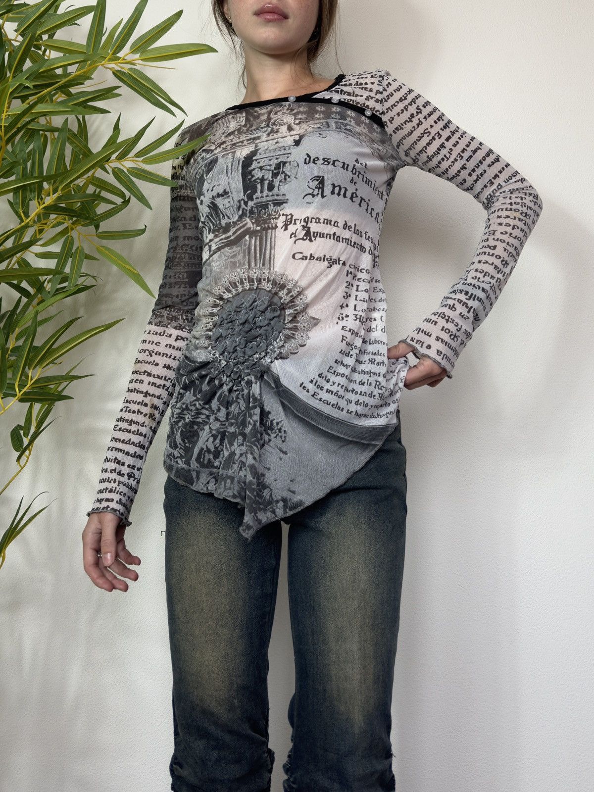 Cop Copine COP COPINE 2000s STYLE AVANT GARDE MESH PRINTED LONG SLEEVE Size L / US 10 / IT 46 - 12 Thumbnail