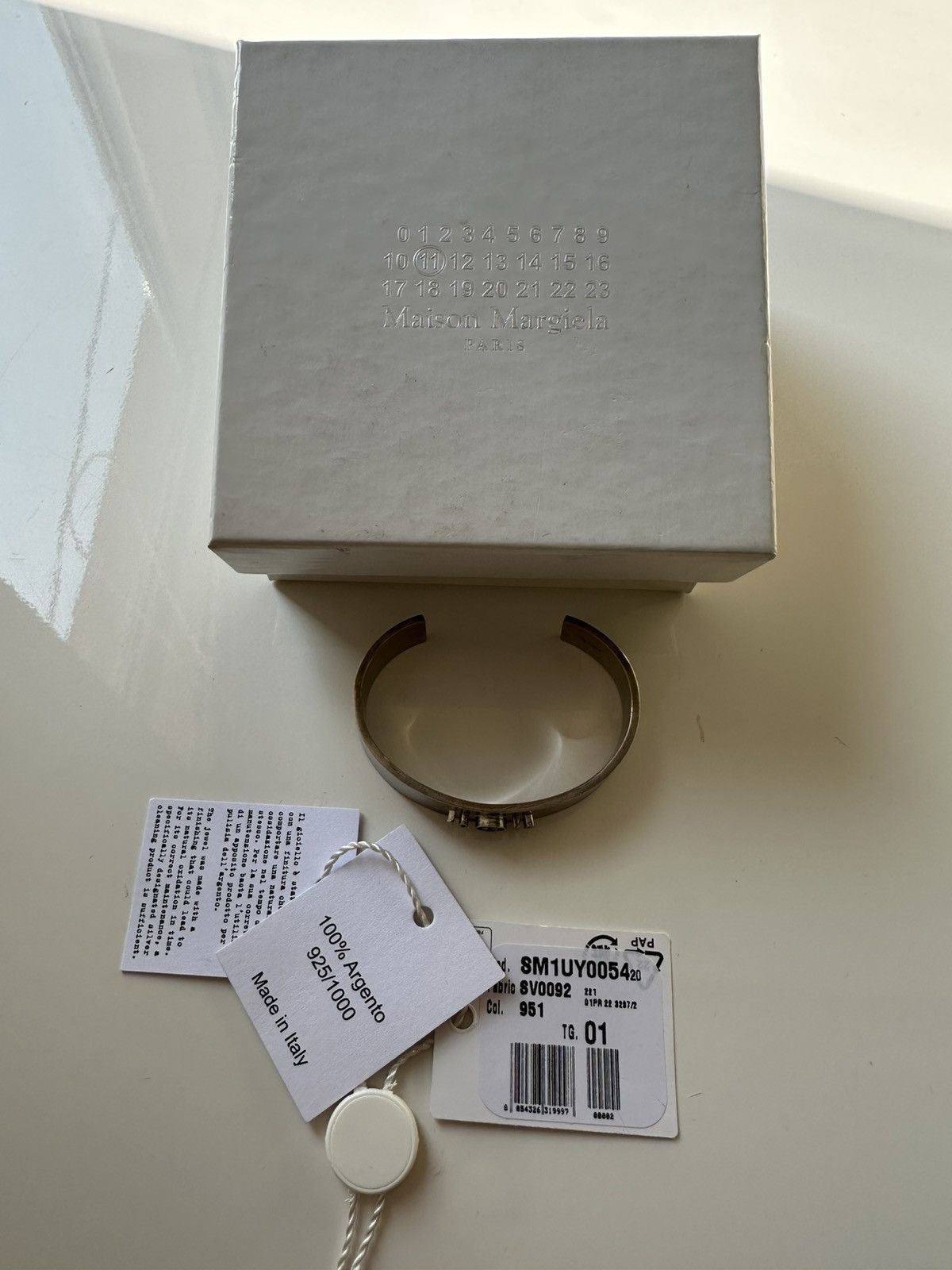 Maison Margiela Maison Margiela Unisex Number Logo Cuff Bracelet 925 Silver! Size ONE SIZE - 1 Thumbnail