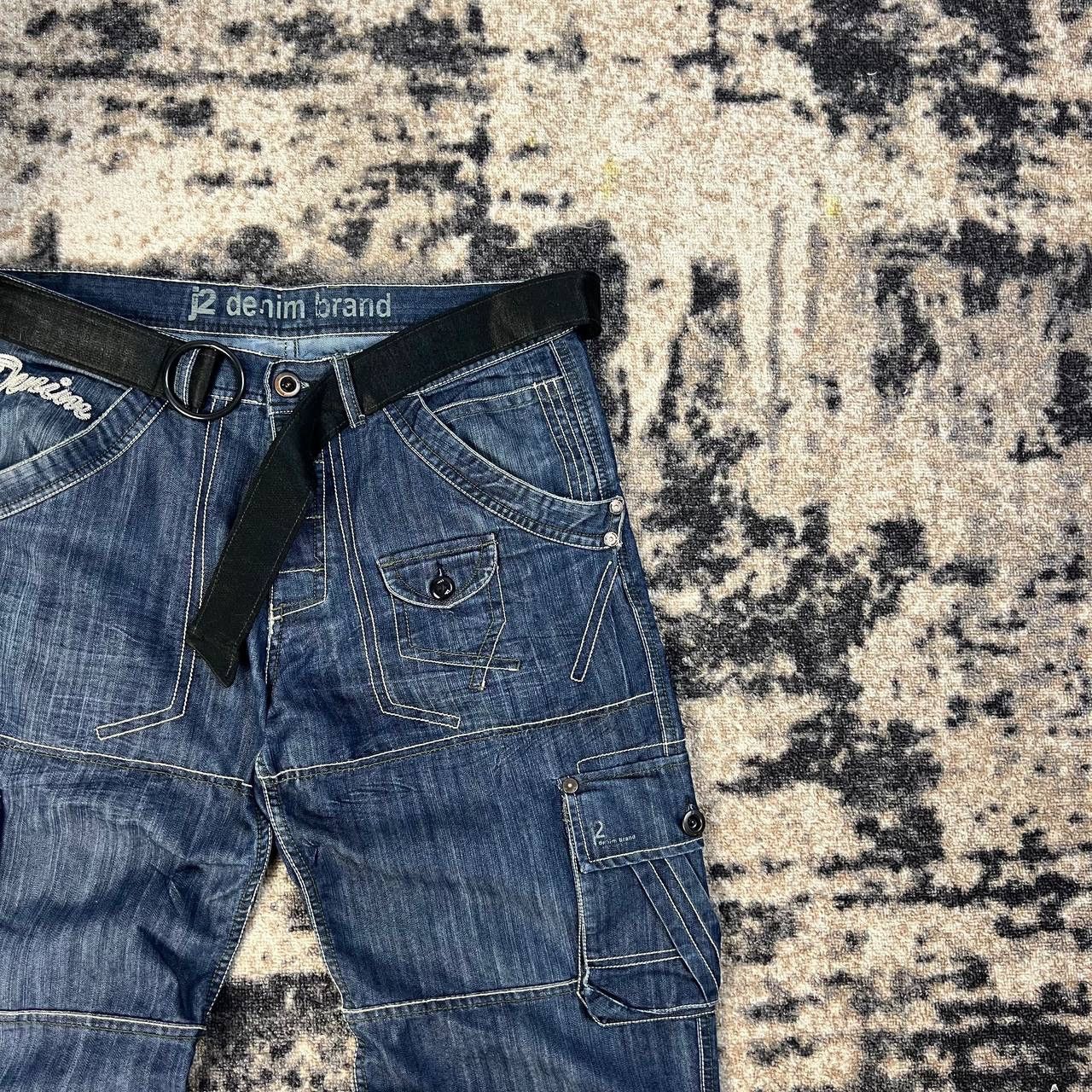 Vintage Japanese Y2K Cargo Denim Baggy Jeans Avant Garde Style Size US 34 / EU 50 - 3 Thumbnail