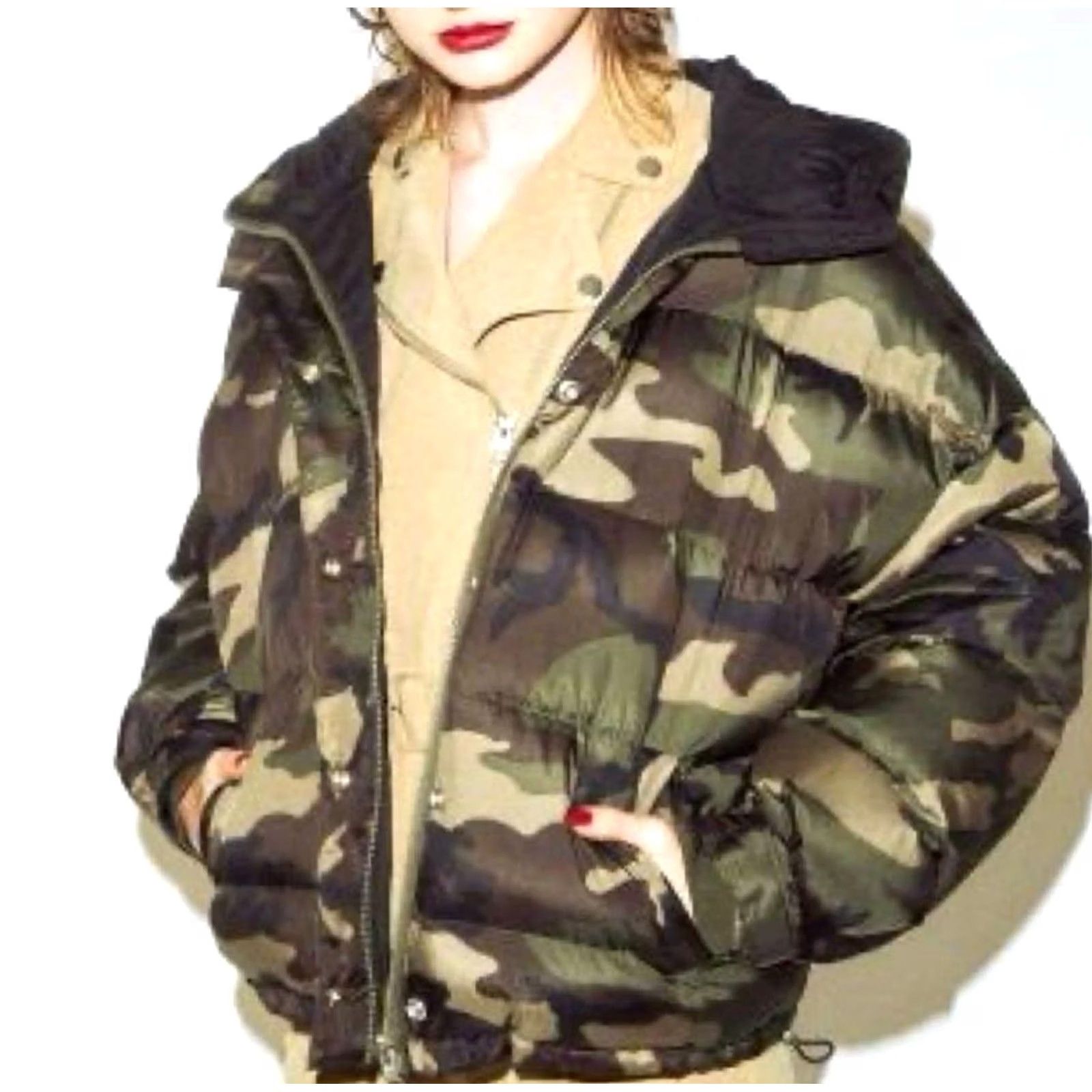 Vintage jouetie Down Jacket M Nylon KHK Camouflage khaki Mens Adults Camouflage Jacket Size M / US 6-8 / IT 42-44 - 2 Thumbnail