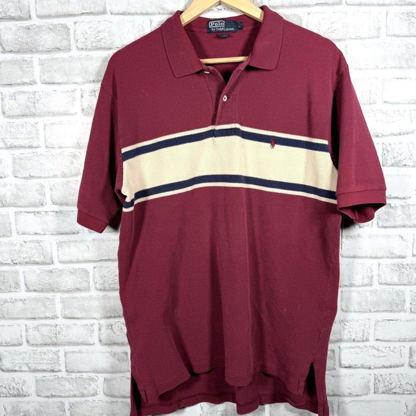 Polo Ralph Lauren Polo Ralph Lauren Polo Shirt Striped Maroon Casual Mens L Red Shirt Size US L / EU 52-54 / 3 - 2 Thumbnail
