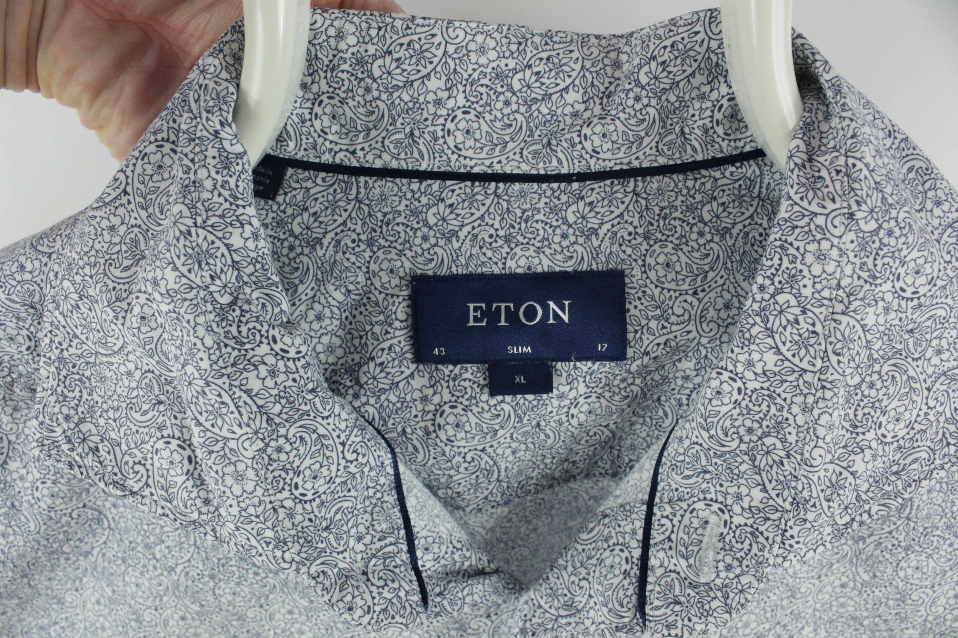 Designer × Eton ETON Paisley Print Poplin Cotton Slim Fit Dress Shirt Men's Size US XL / EU 56 / 4 - 3 Thumbnail