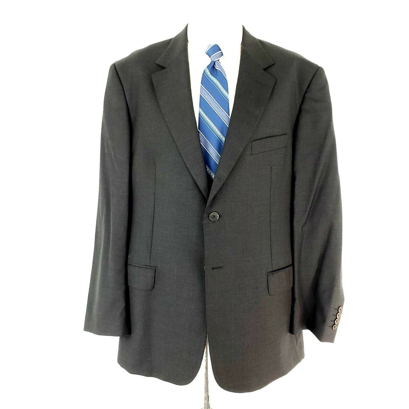 Pronto Uomo Pronto Uomo Super 120s Wool 2 Button Blazer 44L Gray Italy S Size 44L - 3 Thumbnail
