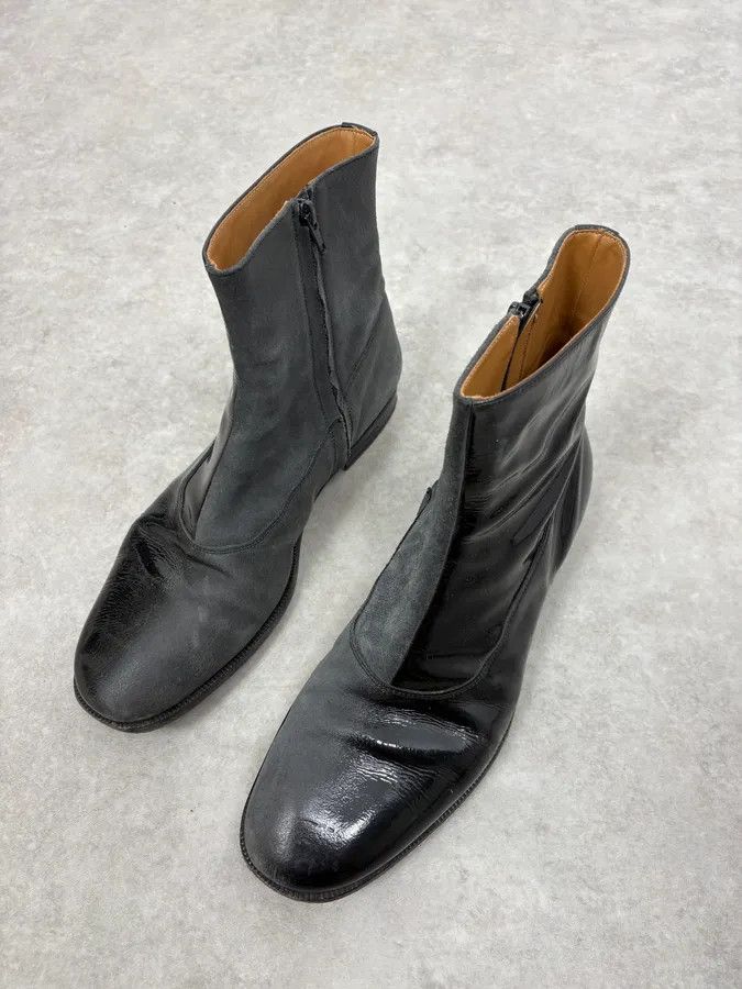 Maison Margiela Maison Margiela Black & Grey Patent Leather Hybrid Boots Size US 10 / EU 43 - 3 Thumbnail