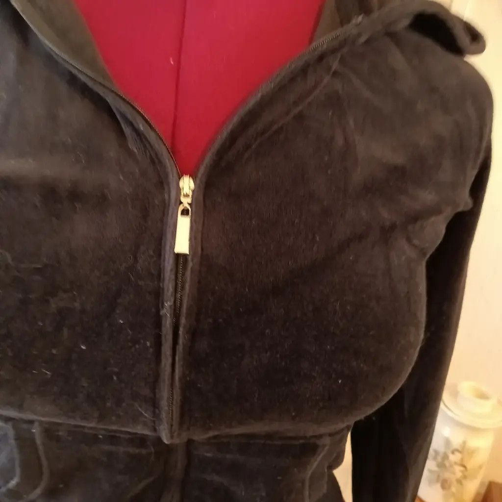 Victoria's Secret Victoria’s Secret Velour Zip Hoodie — Classic Black Y2K Size L / US 10 / IT 46 - 7 Thumbnail