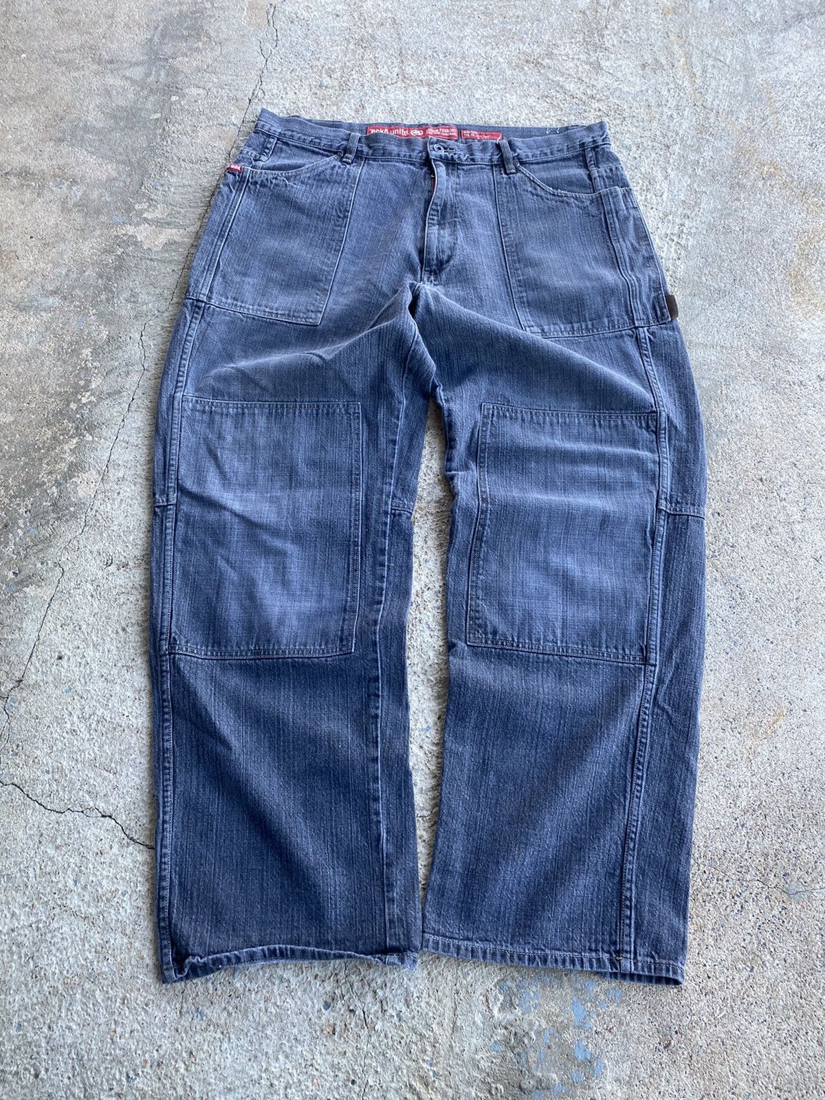 Ecko Unltd. × Japanese Brand × Vintage Vintage Y2K Ecko Baggy Double Knee Denim Jnco Style Jeans Size US 38 / EU 54 - 3 Thumbnail
