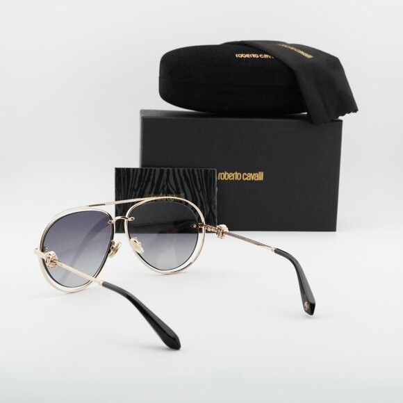 Roberto Cavalli SRC032M 0300 Sunglasses Gold Aviator Frame  display picture 2
