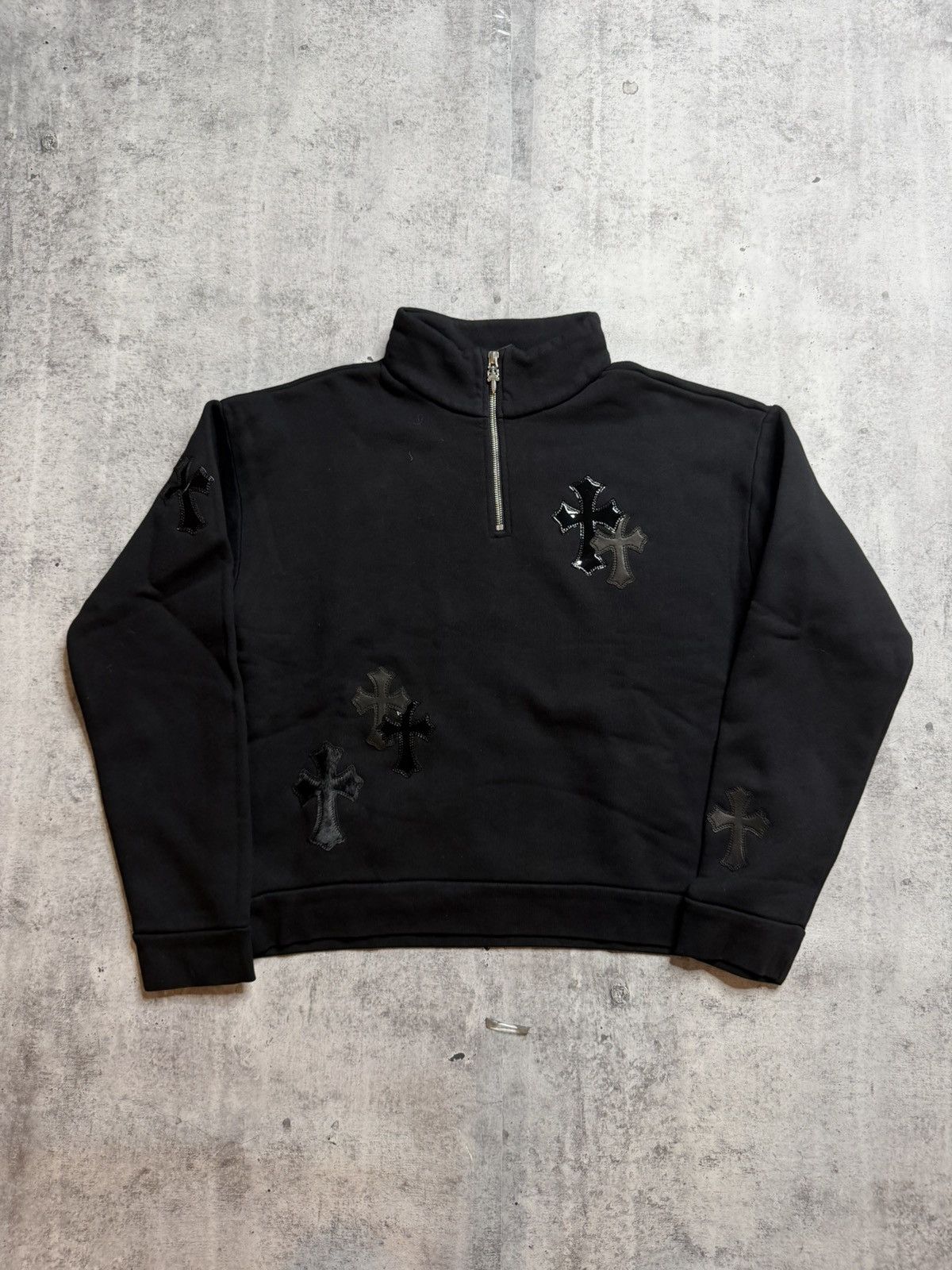 Chrome Hearts Chrome Heart Flooded Black Patch Quarter Zip Size US S / EU 44-46 / 1 - 1 Thumbnail