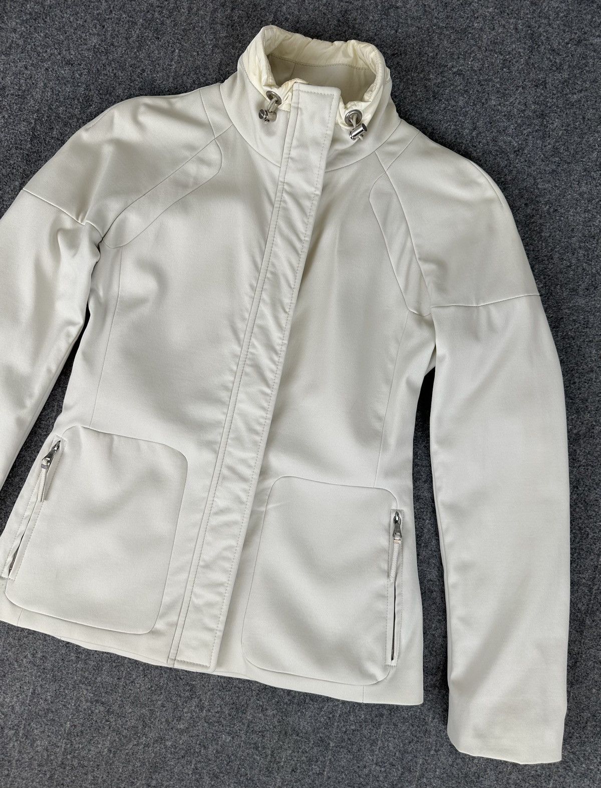 Prada Prada - S/S1999 Zip-Up Soft Shell Rider Jacket - Ivory White Size M / US 6-8 / IT 42-44 - 2 Thumbnail
