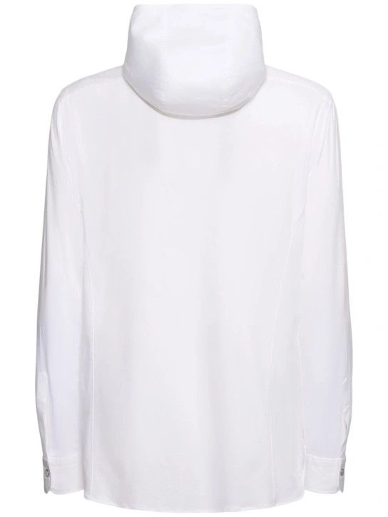 Kiton o1lsvrm0425 Hooded Cotton Denim Shirt in White Size US M / EU 48-50 / 2 - 2 Thumbnail