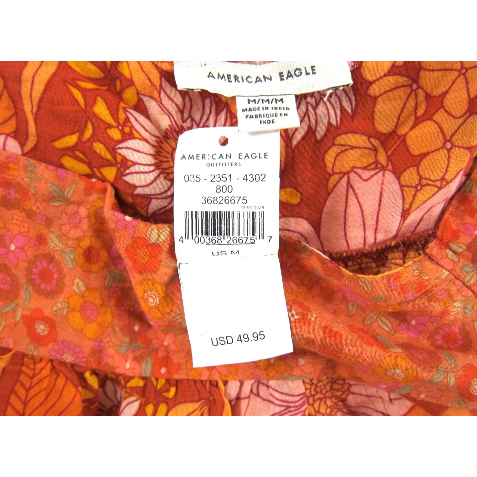 American Eagle Outfitters American Eagle Outfitters Blouse M Women's Lightweight Cotton Orange Pink Floral Boho Peasant Casual Shirt Mens? Size M / US 6-8 / IT 42-44 - 3 Thumbnail