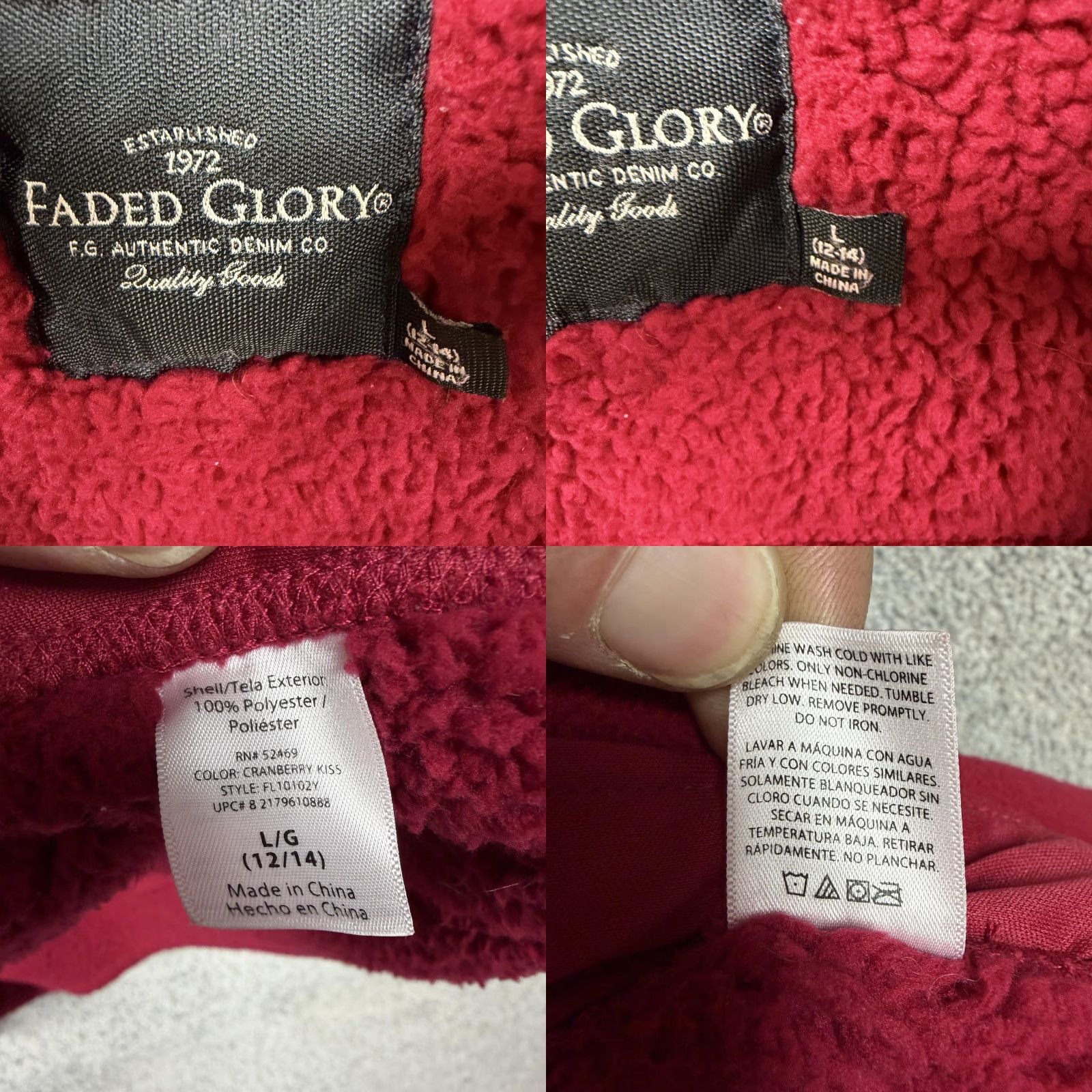 Faded Glory Faded Glory Jacket Womens L Red Fleece Hooded Full Zip Granola Girl Cabincore Size L / US 10 / IT 46 - 8 Thumbnail