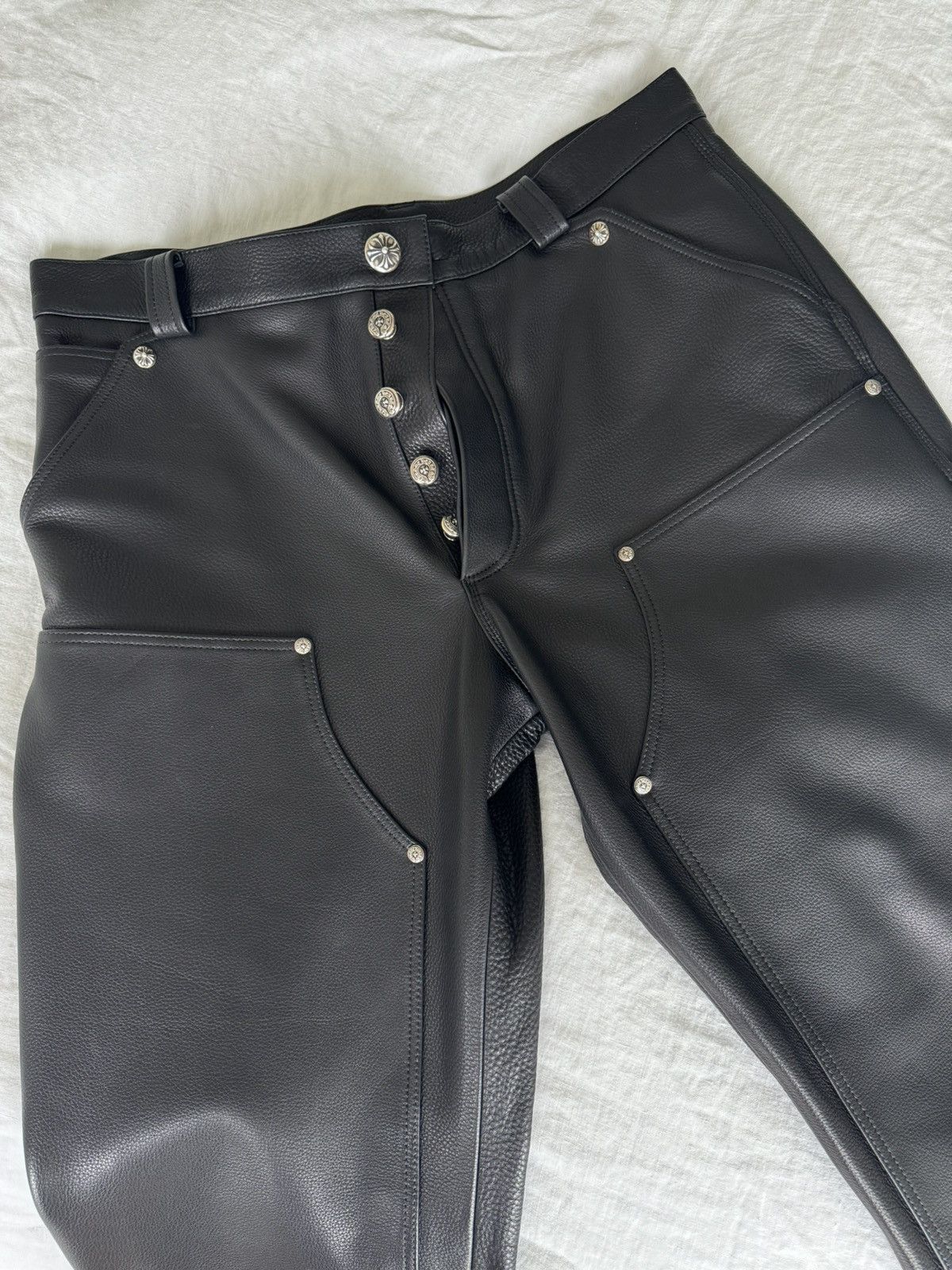 Chrome Hearts CHROME HEARTS LEATHER CARPENTER PANTS VERY RARE Size US 34 / EU 50 - 2 Thumbnail