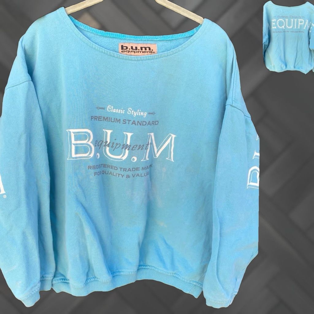 Equipment VINTAGE bum equipment Sweatshirt Graphic Print Green Size L Men Pullover 90s Sports Classic Vintage Sweater Jumper Front Back Distressed Worn Size US L / EU 52-54 / 3 - 1 Thumbnail