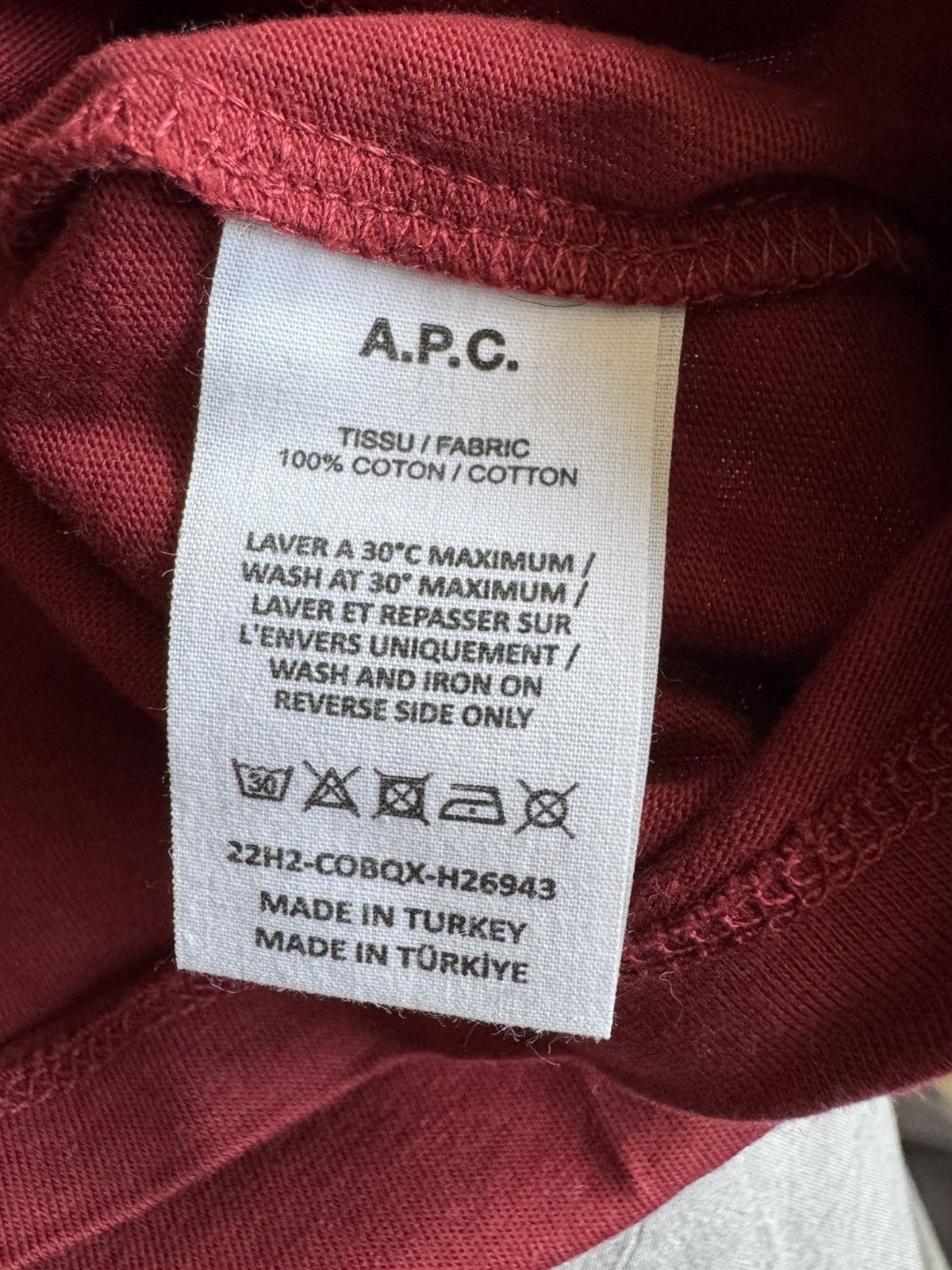 A.P.C. Standard Grand VPC TEE A.P.C. BURGUNDY CLASSIC APC Size US XXL / EU 58 / 5 - 5 Thumbnail