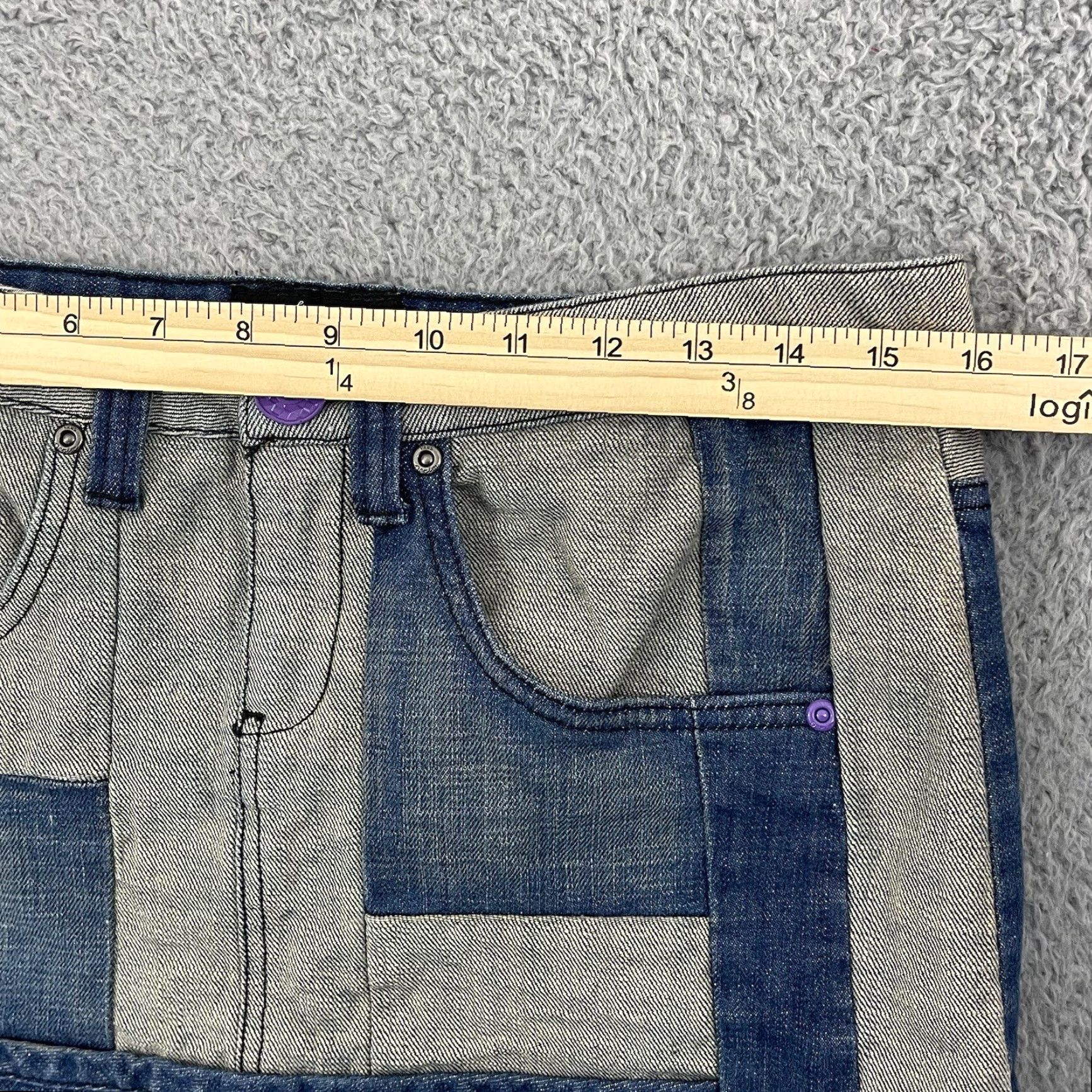Vans Vans Denim Skirt Womens 7 Colorblock Patched Skate Stretch Mini Button Pocket Size 28" / US 6 / IT 42 - 7 Thumbnail