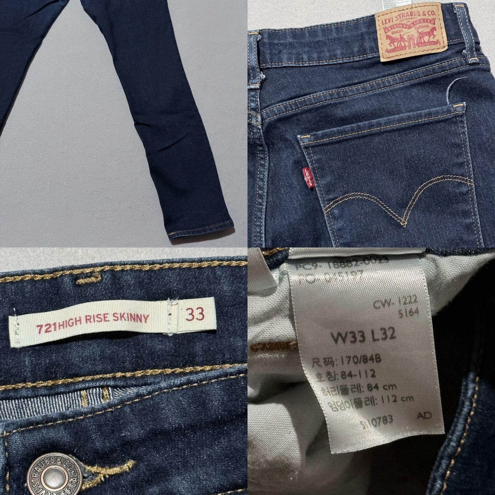 Levi's Levi's 721 High Rise Skinny Jeans Women's Blue Denim Pockets Classic - 33 Size 24" / US 00 / IT 34 - 8 Thumbnail