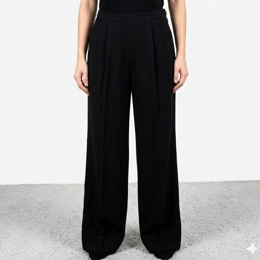 Vintage VINTAGE Calvin Klein Collection Wool Blend Wide Leg Trousers Women's Size 8 Black Pants Dress Pants Wide-Leg Size 30" / US 8 / IT 44 - 2 Thumbnail