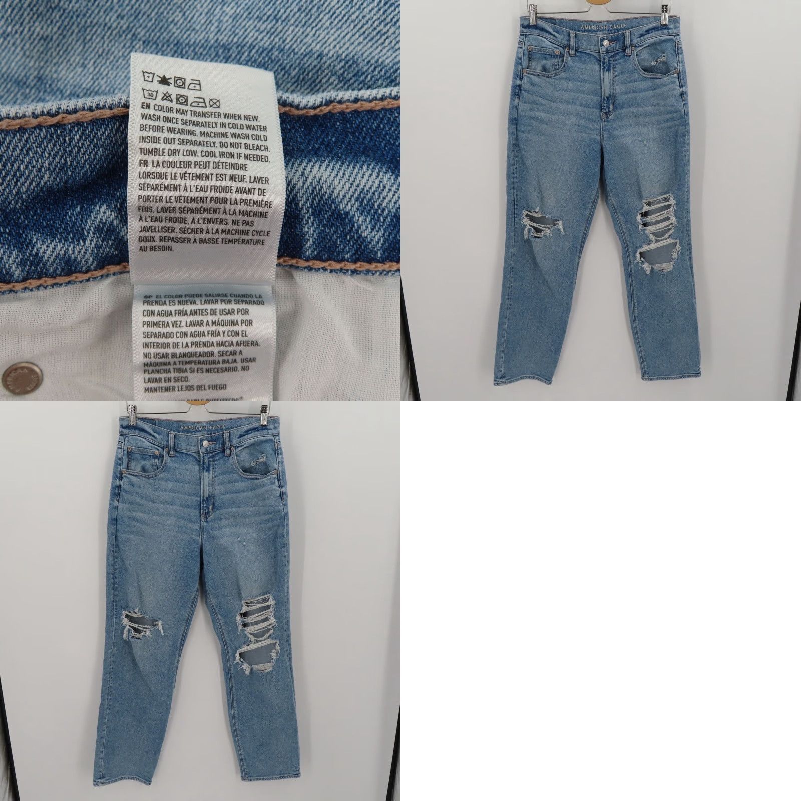 American Eagle Outfitters American Eagle Outfitters Women 12 Highest Rise 90s Boyfriend Distressed Blue Denim Jeans Size 34" / US 12 / IT 48 - 9 Thumbnail
