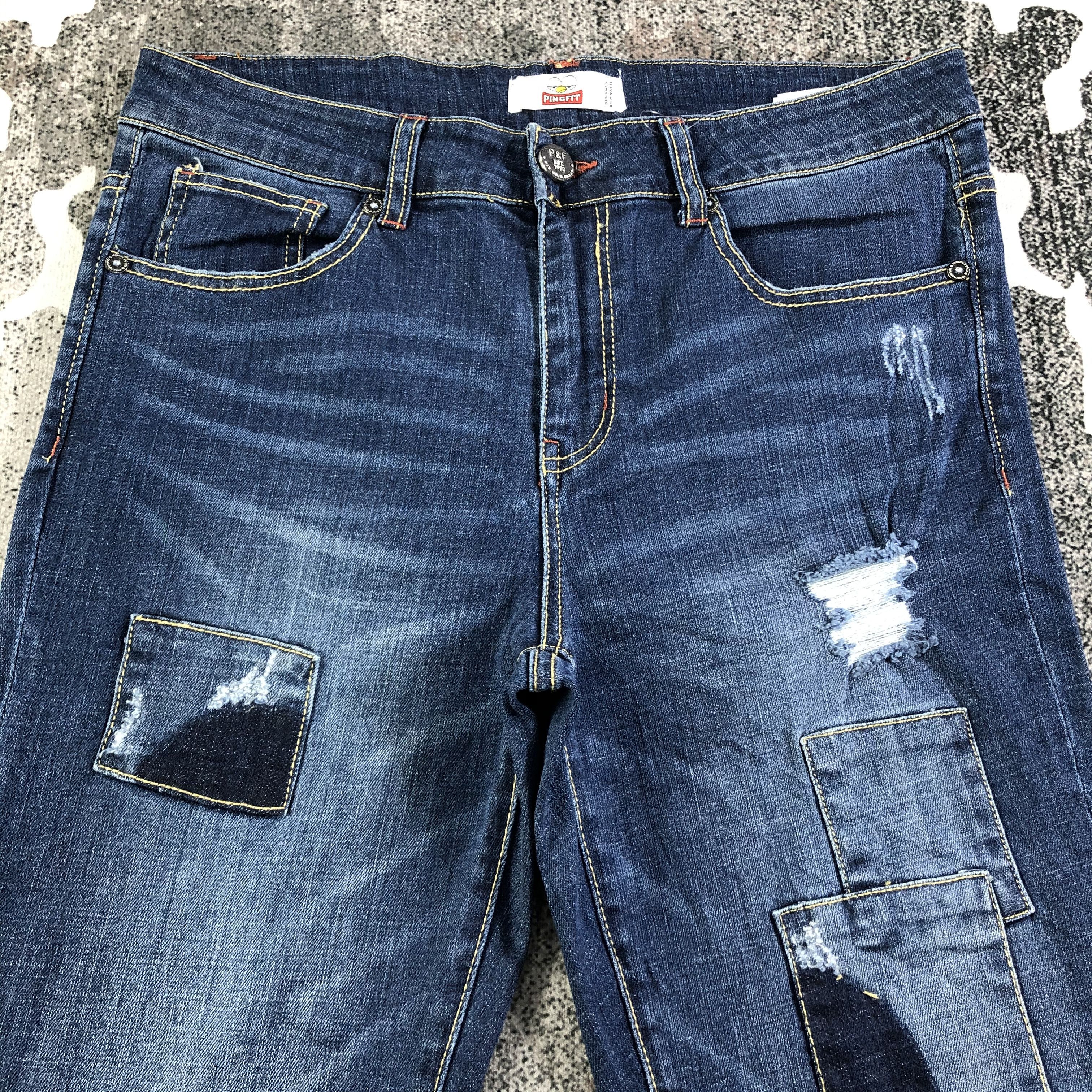 Japanese Brand Pin & Fit Patchwork Skinny Jeans KJ2042 Size US 33 - 3 Thumbnail