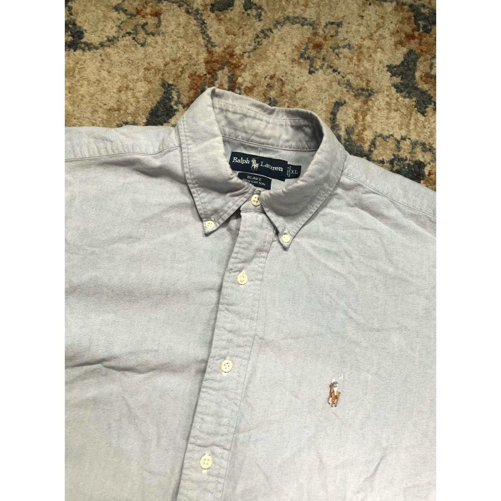 Ralph Lauren Ralph Lauren Shirt Mens XL Blue Solid Short Sleeve Button-Down Blake Pony Logo Size US XL / EU 56 / 4 - 6 Thumbnail