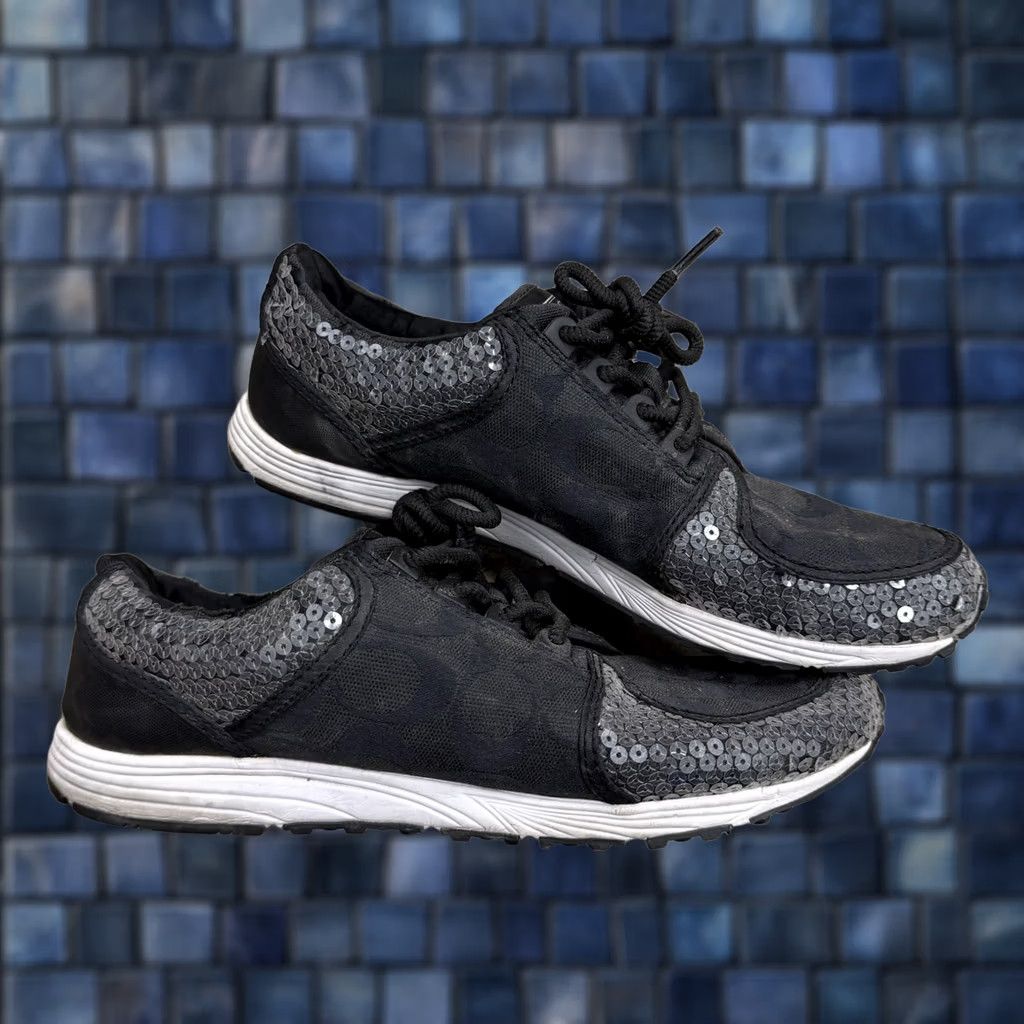 Coach COACH Karine Signature C Sneakers Black With Sequin Size 8 M Womens Sneaker Walking Casual Shoes Signature C Logo Small Details M Womens Size US 6 / IT 36 - 1 Thumbnail