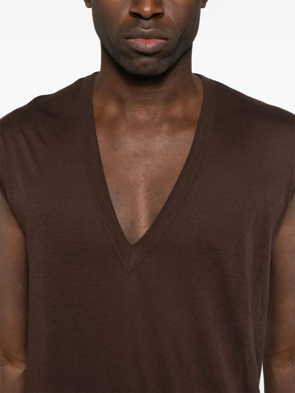 Rick Owens o1y0325 V-neck Tank Top in Brown Size US L / EU 52-54 / 3 - 2 Thumbnail