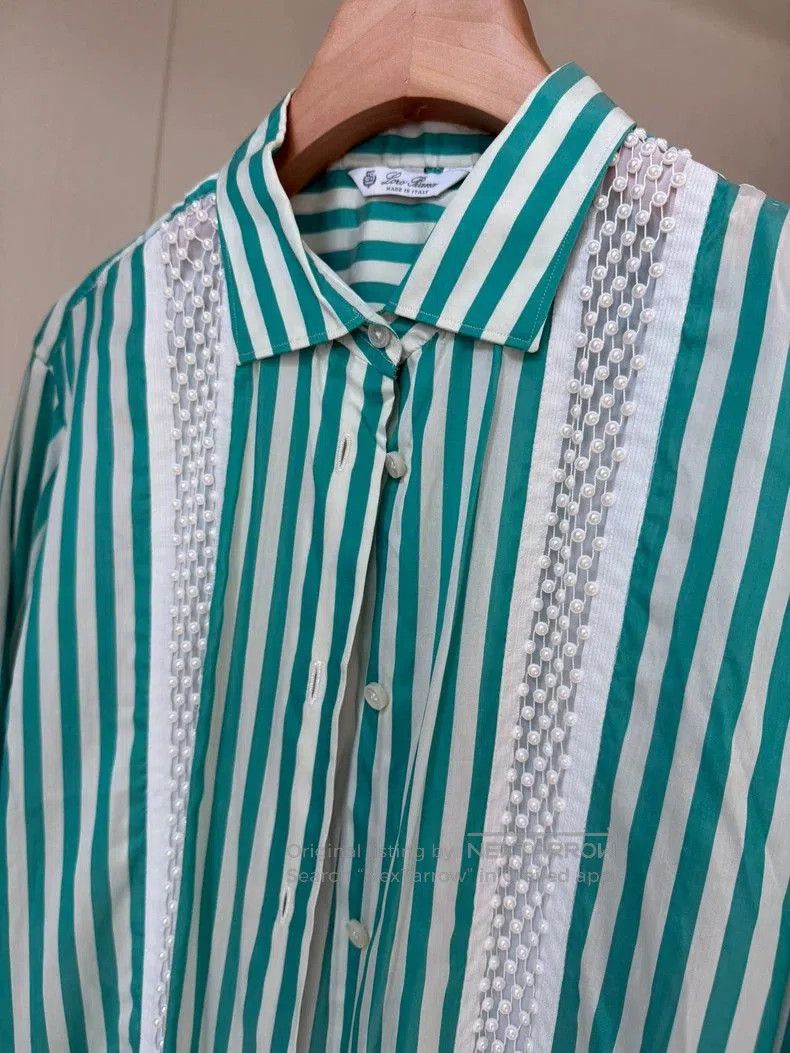 Loro Piana Loro Piana Silk Striped Long Sleeve Shirt. Size US L / EU 52-54 / 3 - 2 Thumbnail