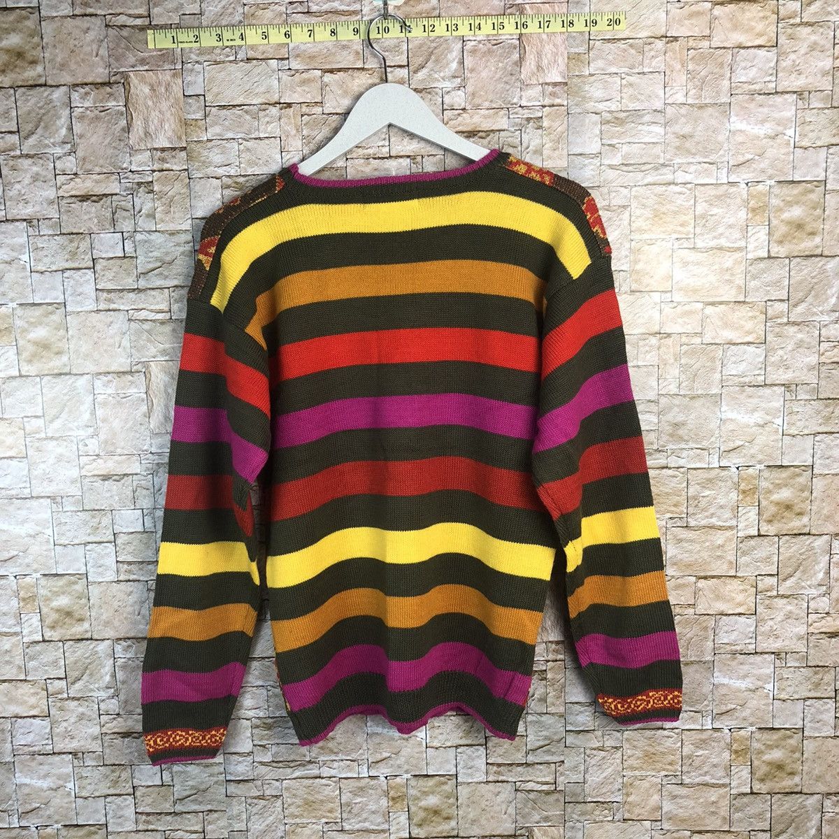 Vintage Laso Red art stripe vintage colourfull Knitwear #A165 Size M / US 6-8 / IT 42-44 - 11 Thumbnail