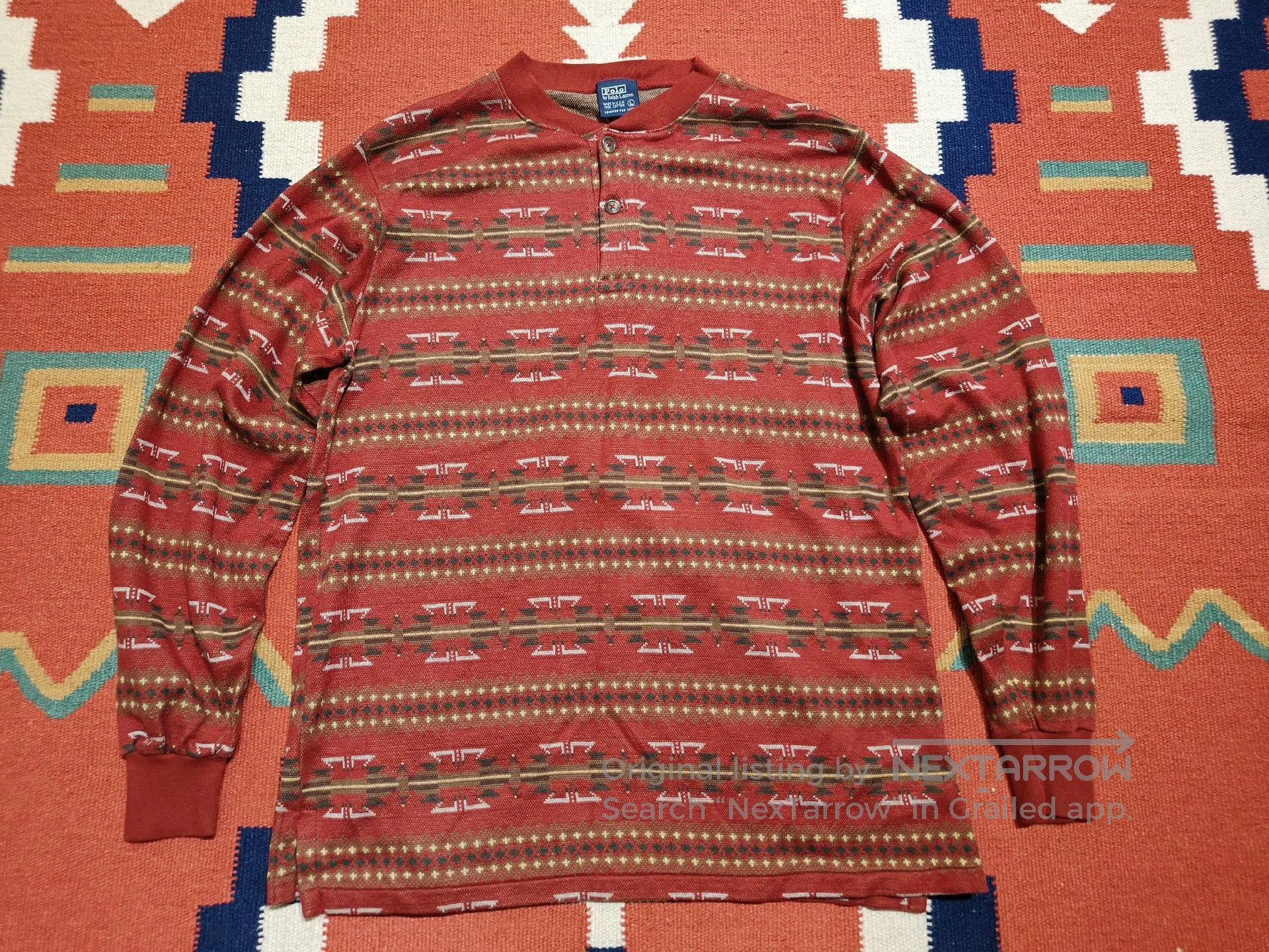 RRL Ralph Lauren Vintage Ralph Lauren RRL Henley Sweater. Size US L / EU 52-54 / 3 - 1 Thumbnail