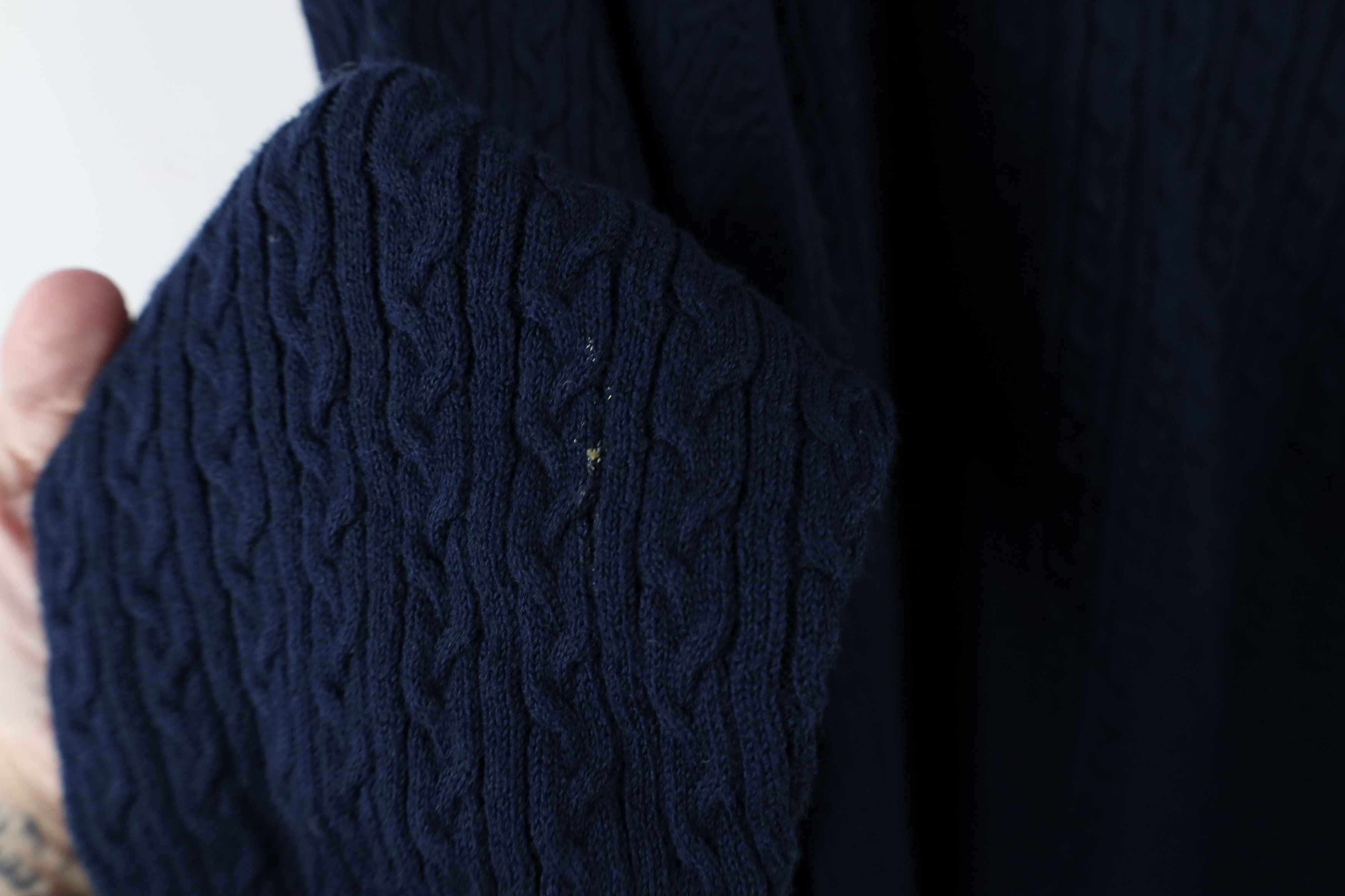 Vintage Vintage 90s Streetwear Cotton Cable Knit V-Neck Sweater Blue Size US XXL / EU 58 / 5 - 6 Thumbnail