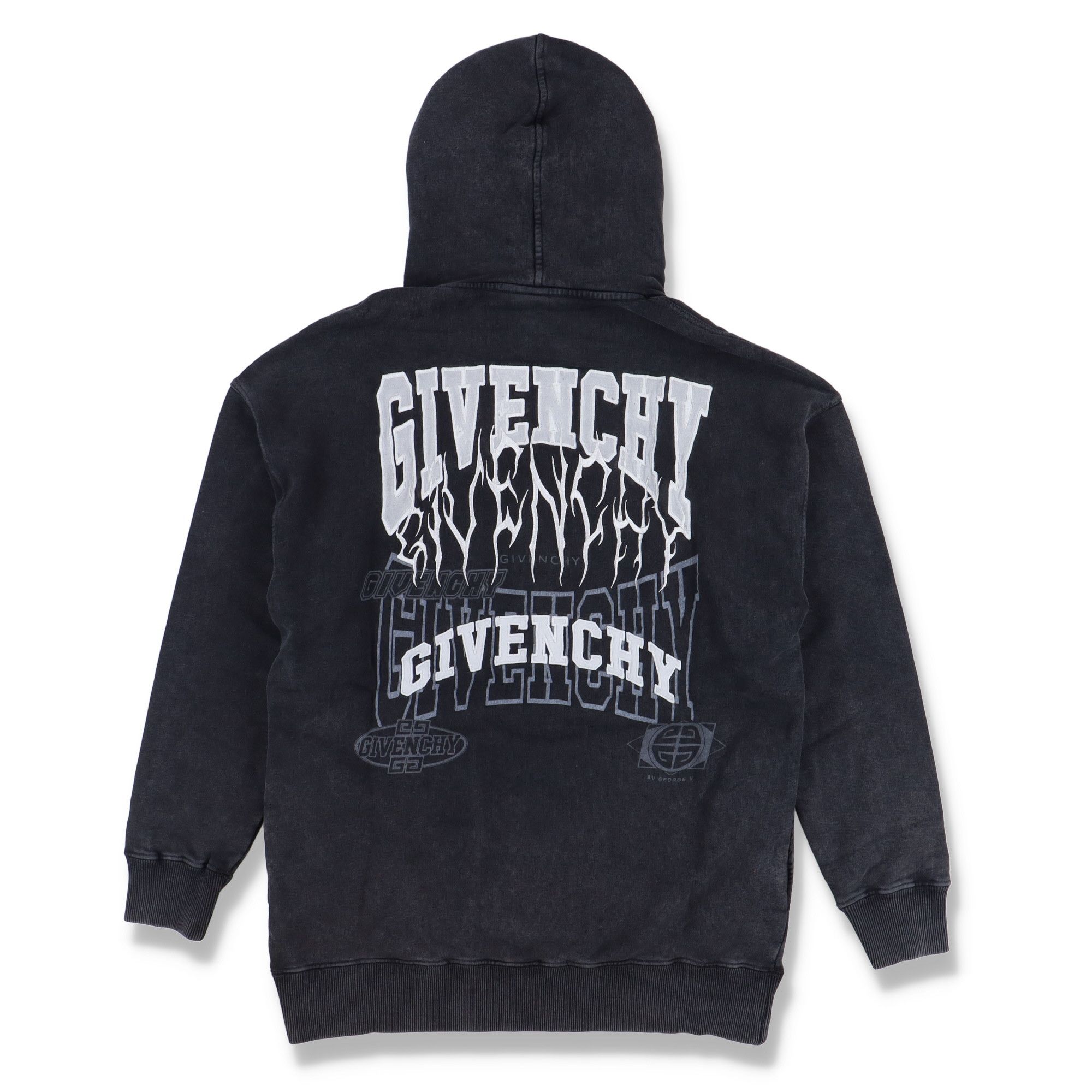 Givenchy Washed Black Embroidered Multi Logo Oversized Hoodie Size S / US 4 / IT 40 - 8 Thumbnail