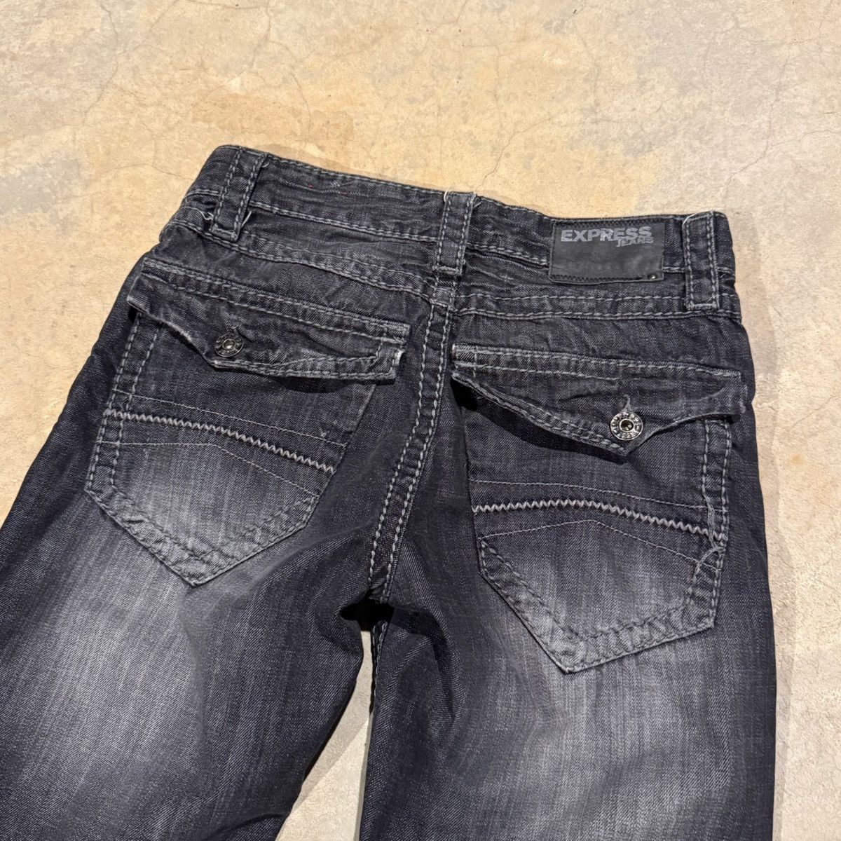 Vintage Vtg 2000s Faded Distressed Flap Pocket Jeans ERD Grunge Y2K Size US 29 - 9 Thumbnail
