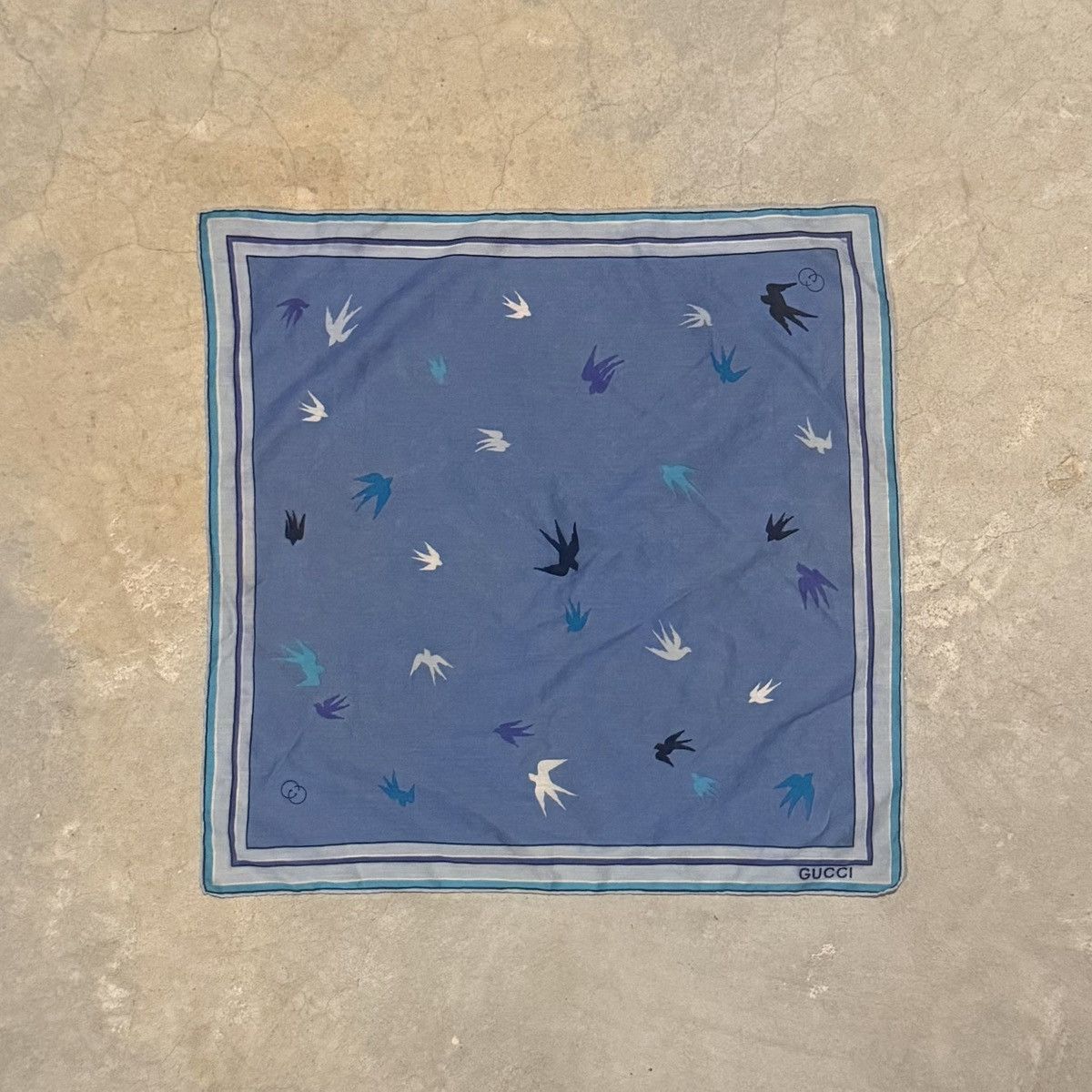 Gucci Vintage 1980s Gucci Bird Motif GG Silk Scarf Bandana 18x18 Size ONE SIZE - 1 Thumbnail