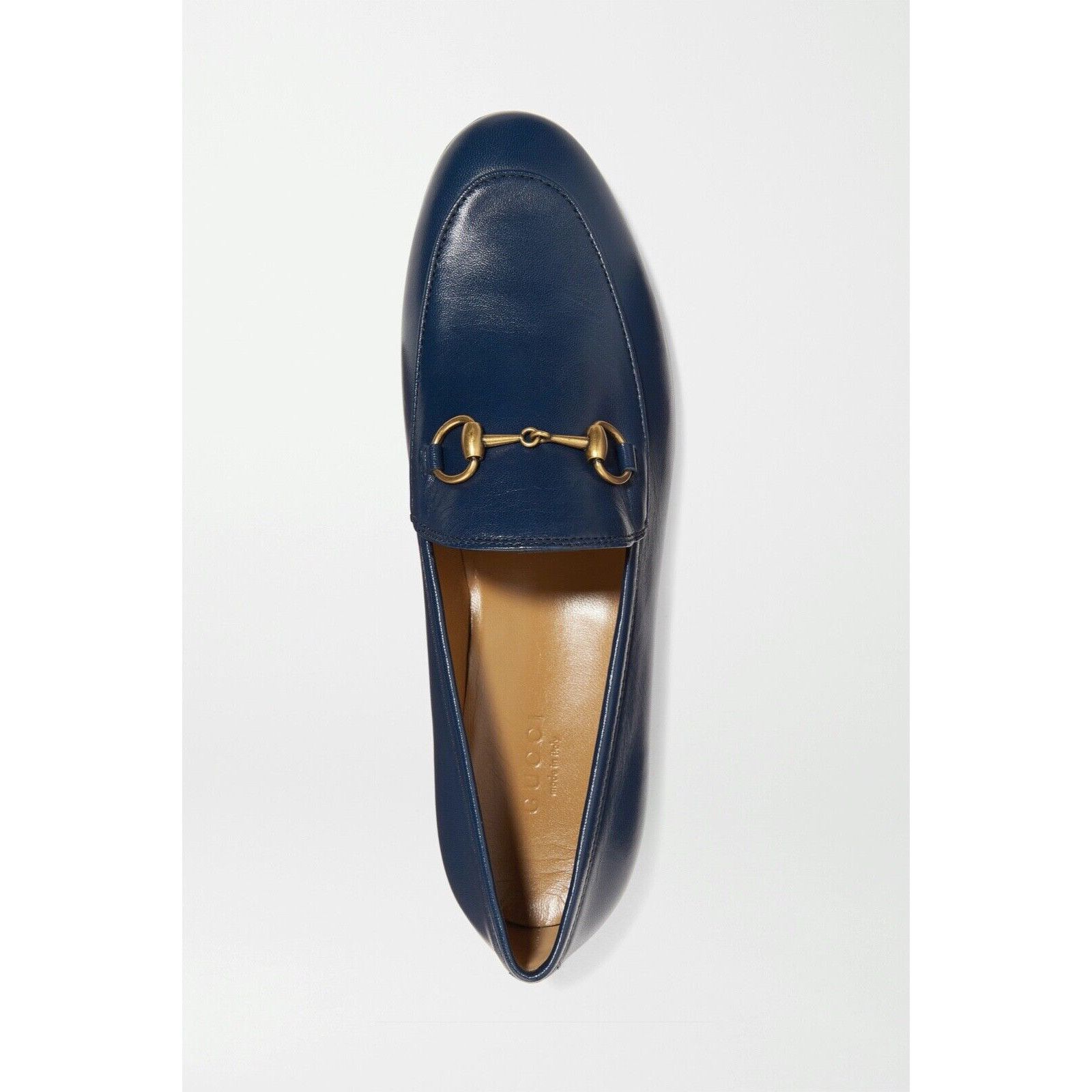 Gucci Gucci New Jordaan Blue Leather GG Logo Horsebit Loafer Size US 5 / IT 35 - 6 Thumbnail