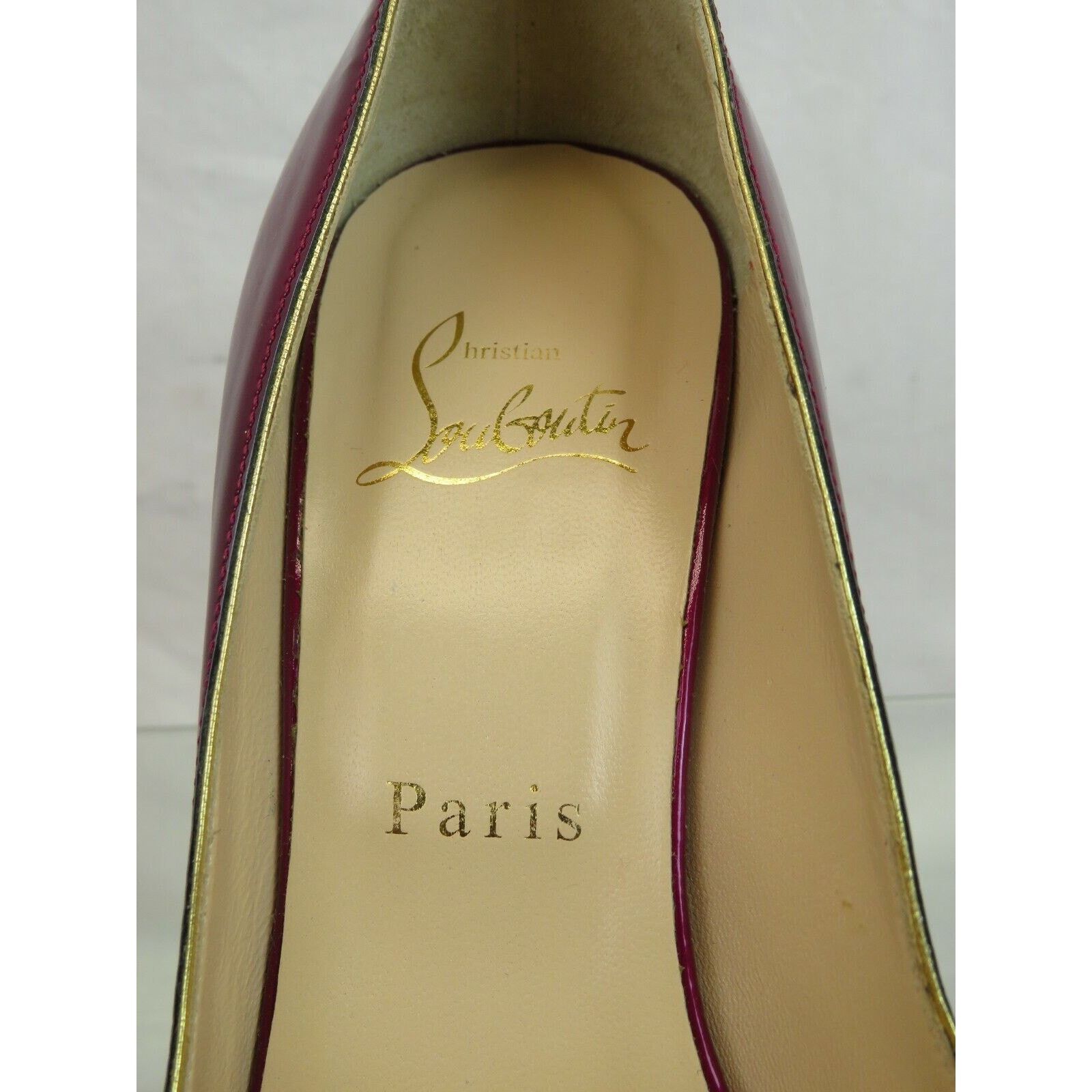 Christian Louboutin MOIRA 120 PURPLE PATENT LEATHER MESH CUTOUT HEEL PUMPS 37 Size US 7 / IT 37 - 7 Thumbnail