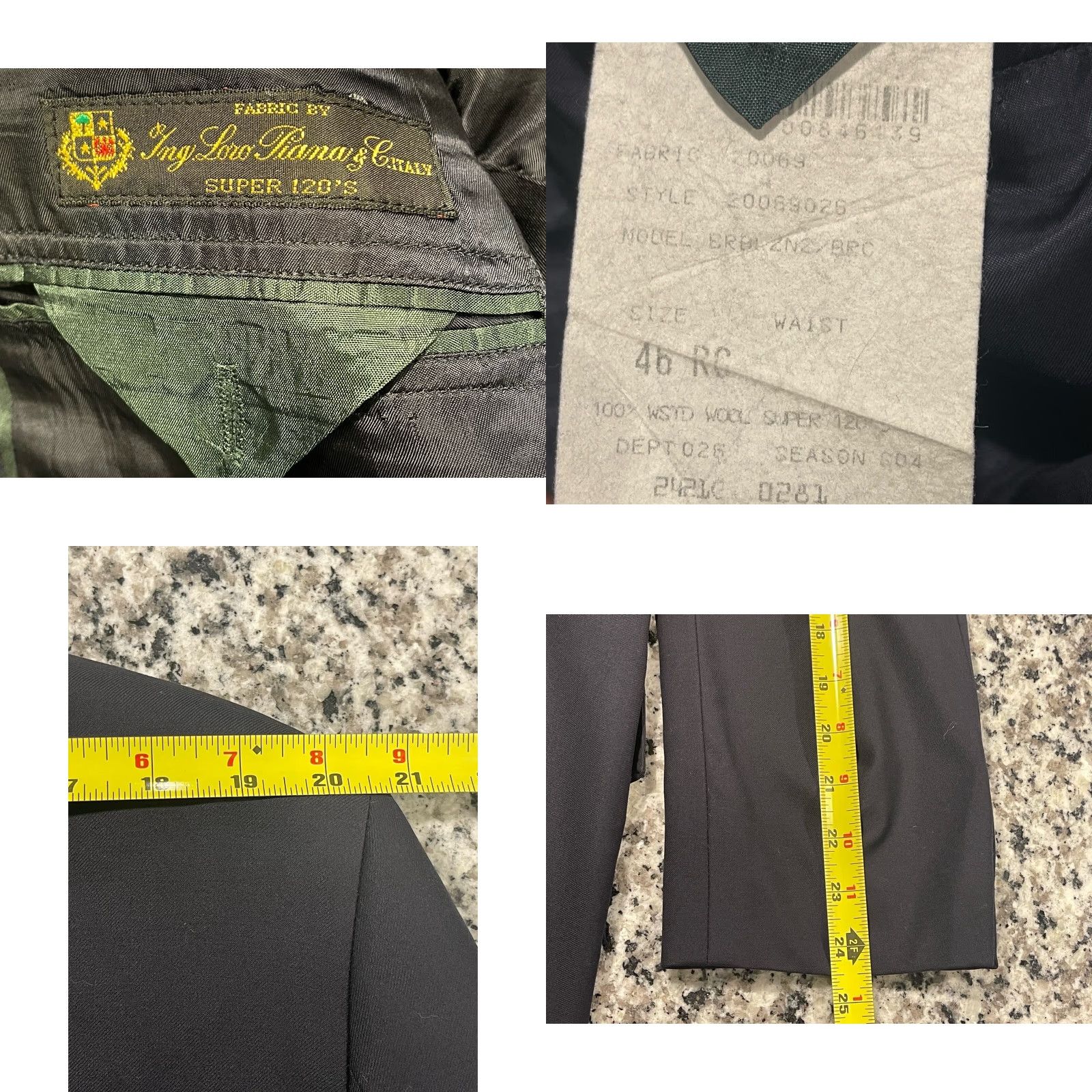 Brooks Brothers Brooks Brothers Loro Piana Black Wool Sport Coat Blazer 46R Regular Fit Business Casual Mens Size 46R - 8 Thumbnail