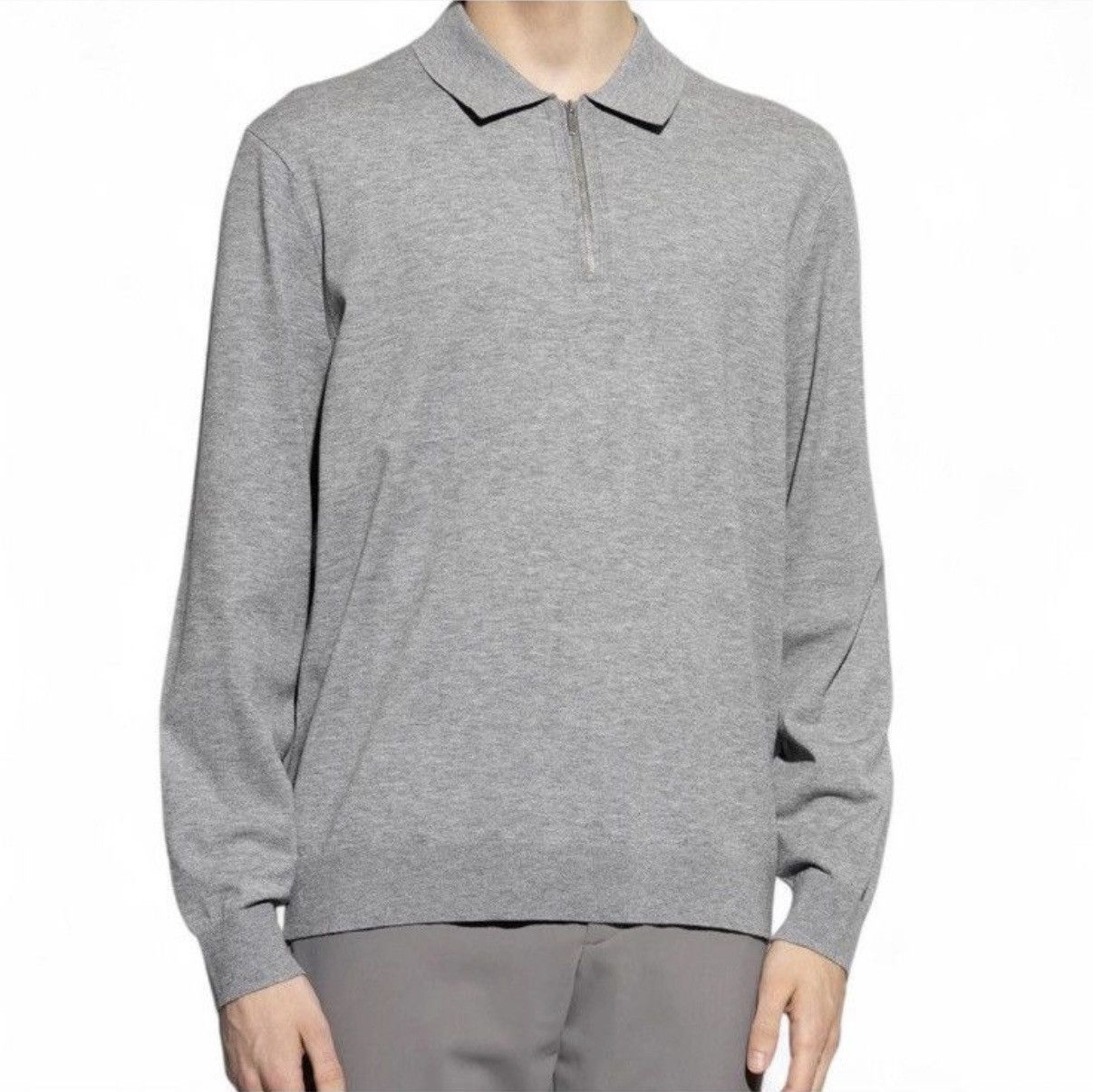 Theory Theory Grey Long Sleeve Quarter Zip Polo Shirt Size US M / EU 48-50 / 2 - 1 Thumbnail