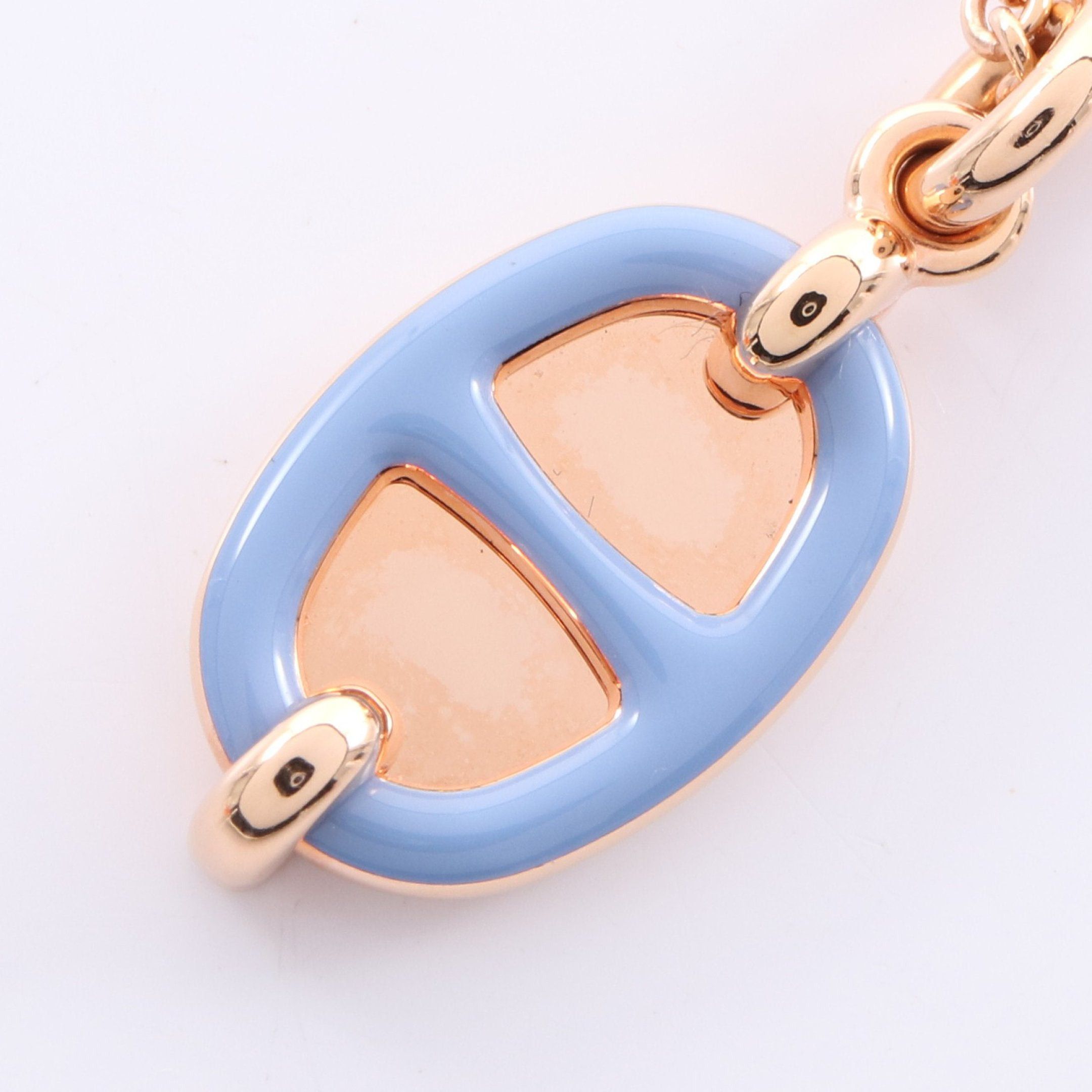 Hermes Hermes Chaîne Mini Mayonnaise Necklace Gp Pink Gold Blue Size ONE SIZE - 1 Thumbnail