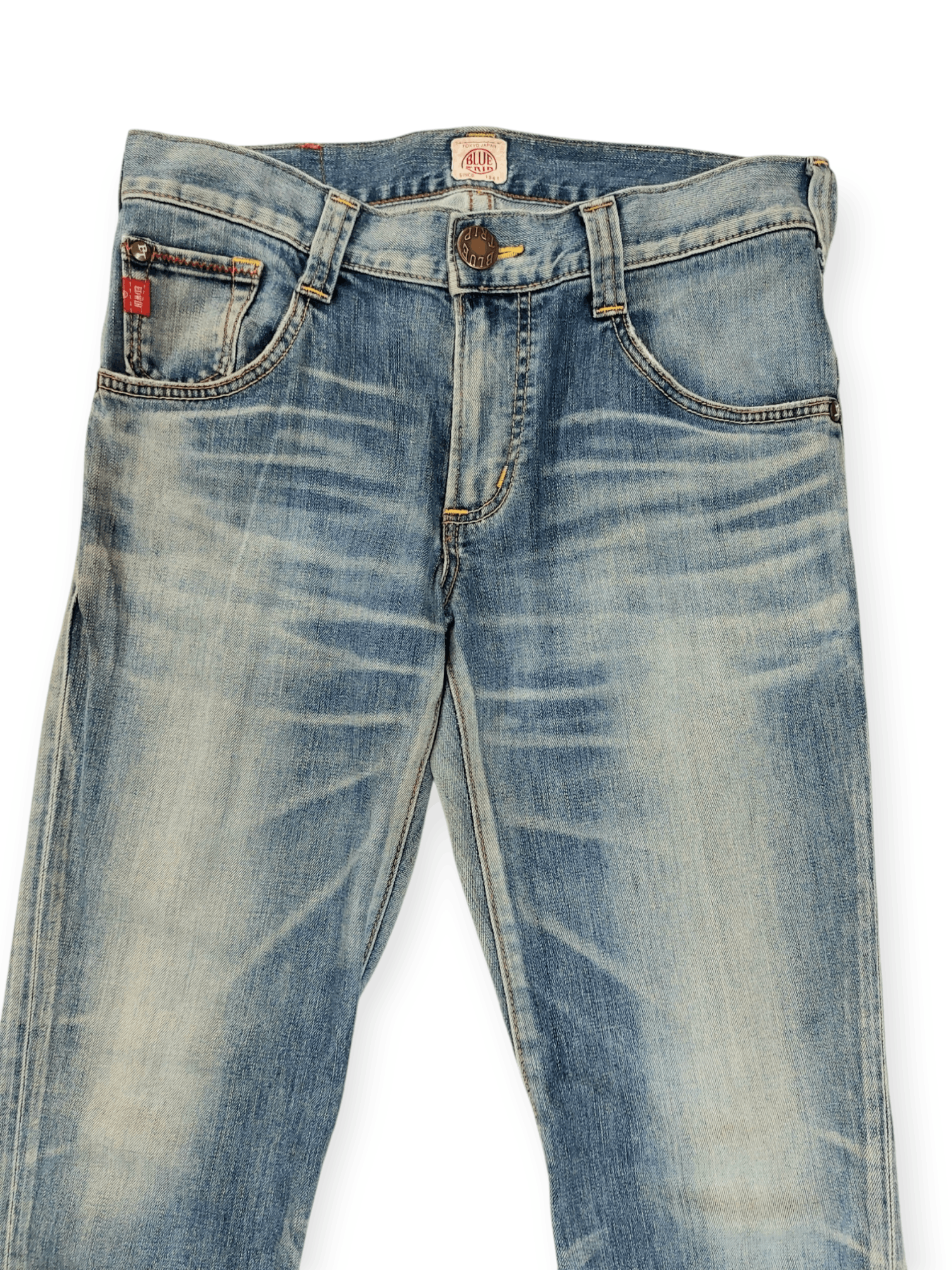 Edwin Flare💥 90's Edwin Blue Trip Tokyo Japan Buckle Back Denim Size US 33 - 4 Thumbnail