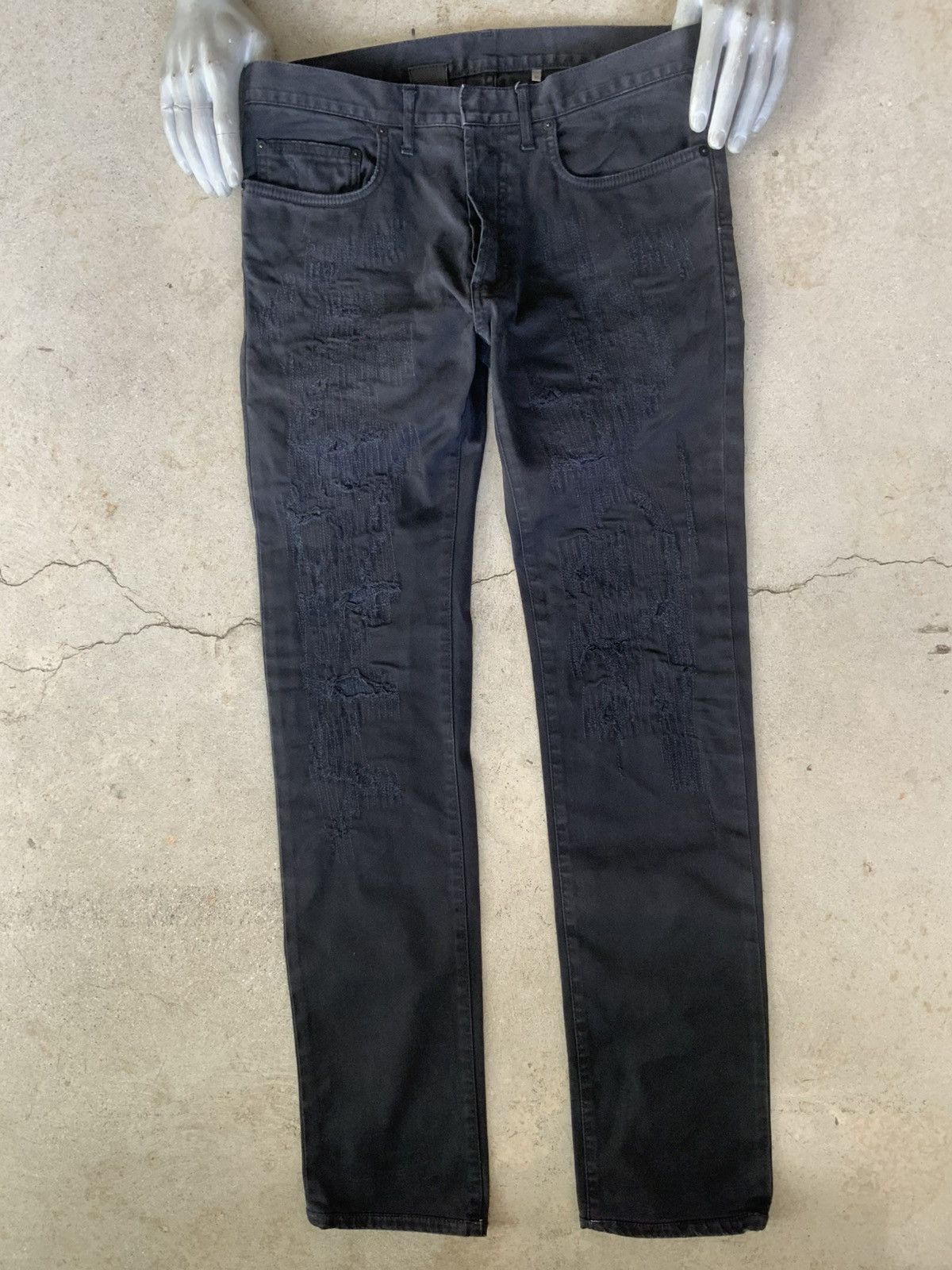 Dior ARCHIVE DIOR KRIS VAN ASSCHE BORO REPAIR CRASH DENIM JEANS Size US 31 - 1 Thumbnail