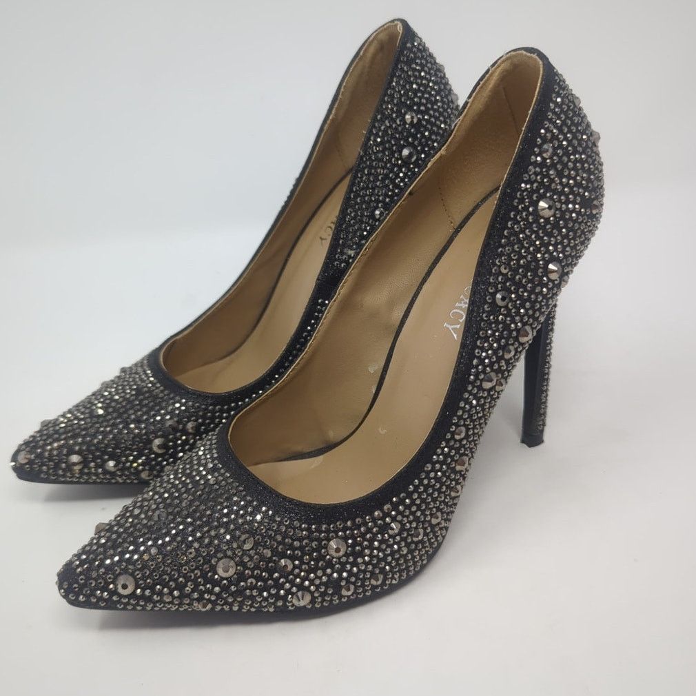 Other Delicacy Belinda Pointy Toe Rhinestones Slip-On High Heels 7 Size US 7 / IT 37 - 1 Thumbnail